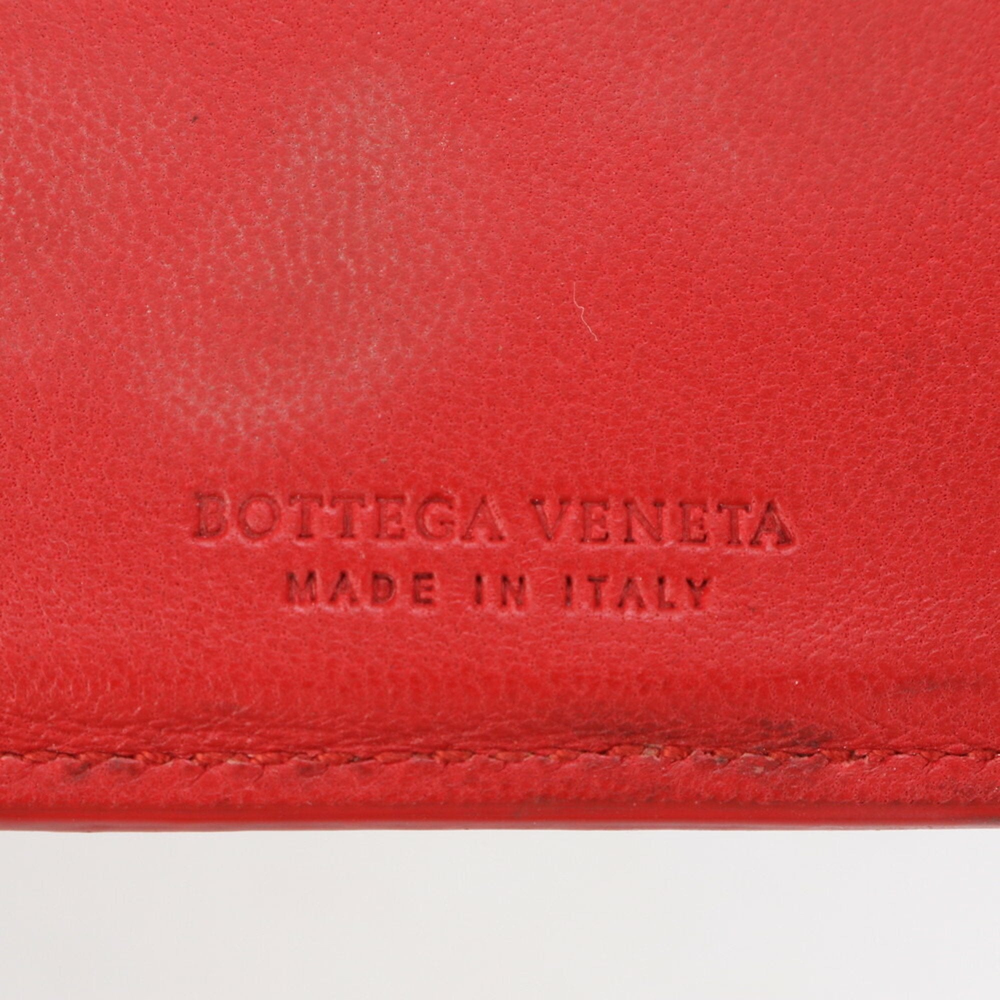 Bottega Veneta Orange Red Color Leather Long Bill Wallet (Bi-Fold) (Pre-Owned)