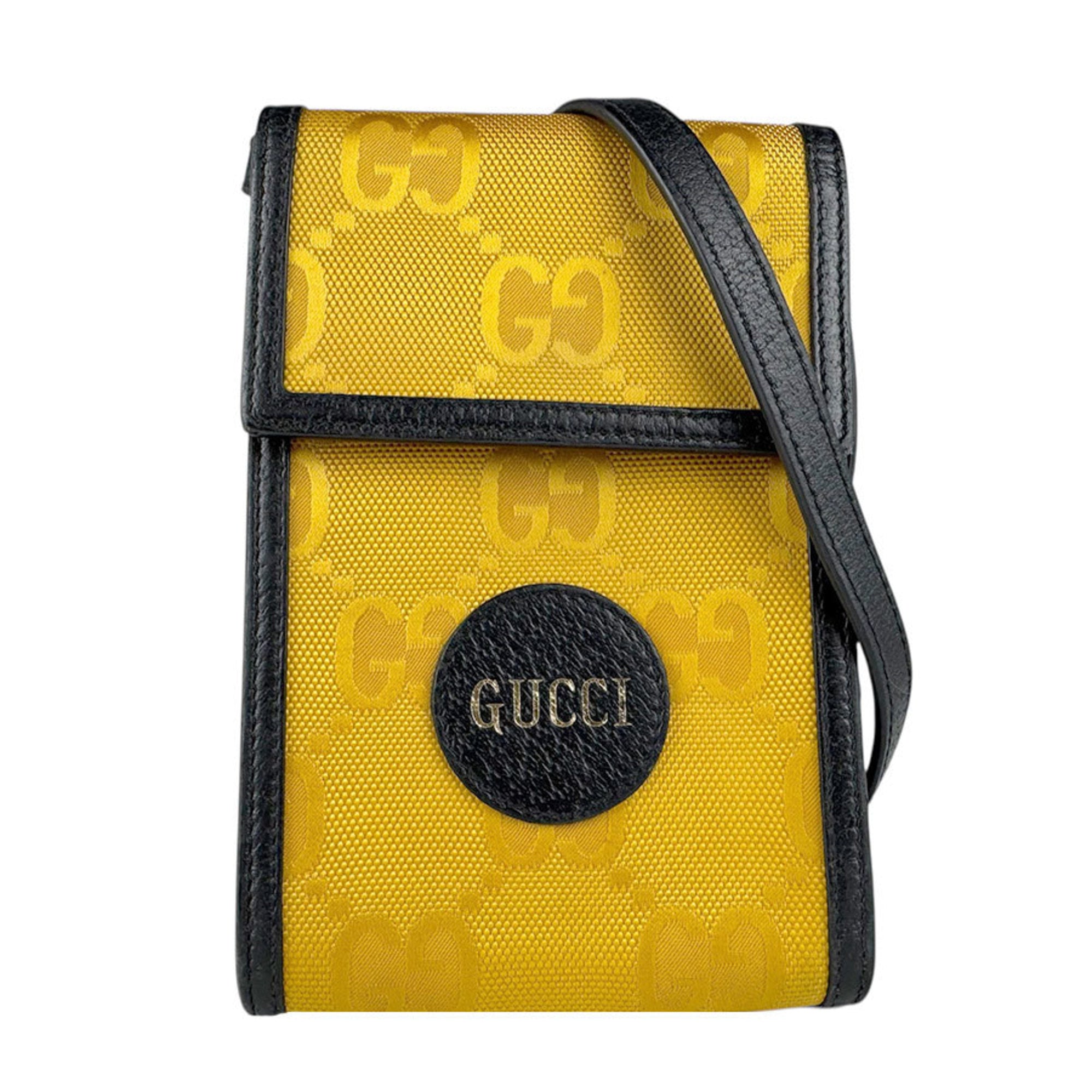 Gucci Black Yellow Nylon Leather Shoulder Bag (Pre-Owned)