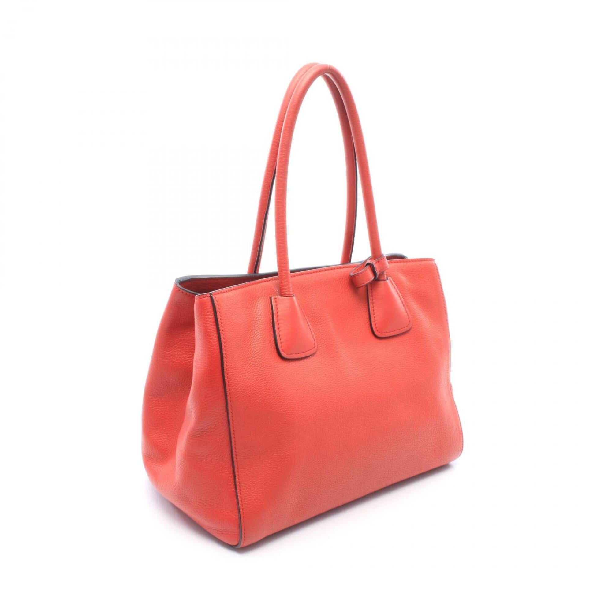 Prada Red Color Leather Handbag Tote Bag (Pre-Owned)