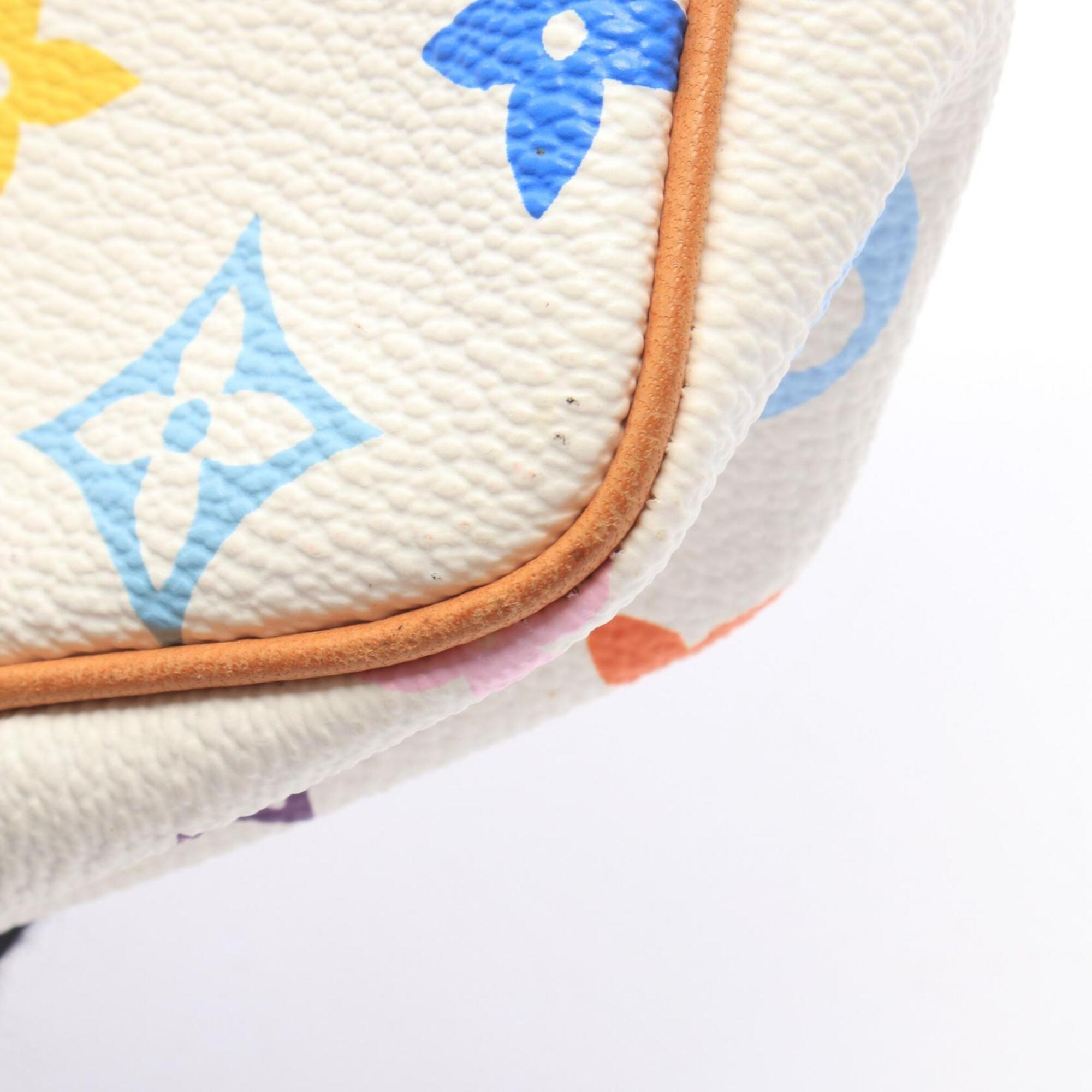 Louis Vuitton Blanc White Monogram Multicolore Pvc Coated Canvas Leather Handbag (Pre-Owned)