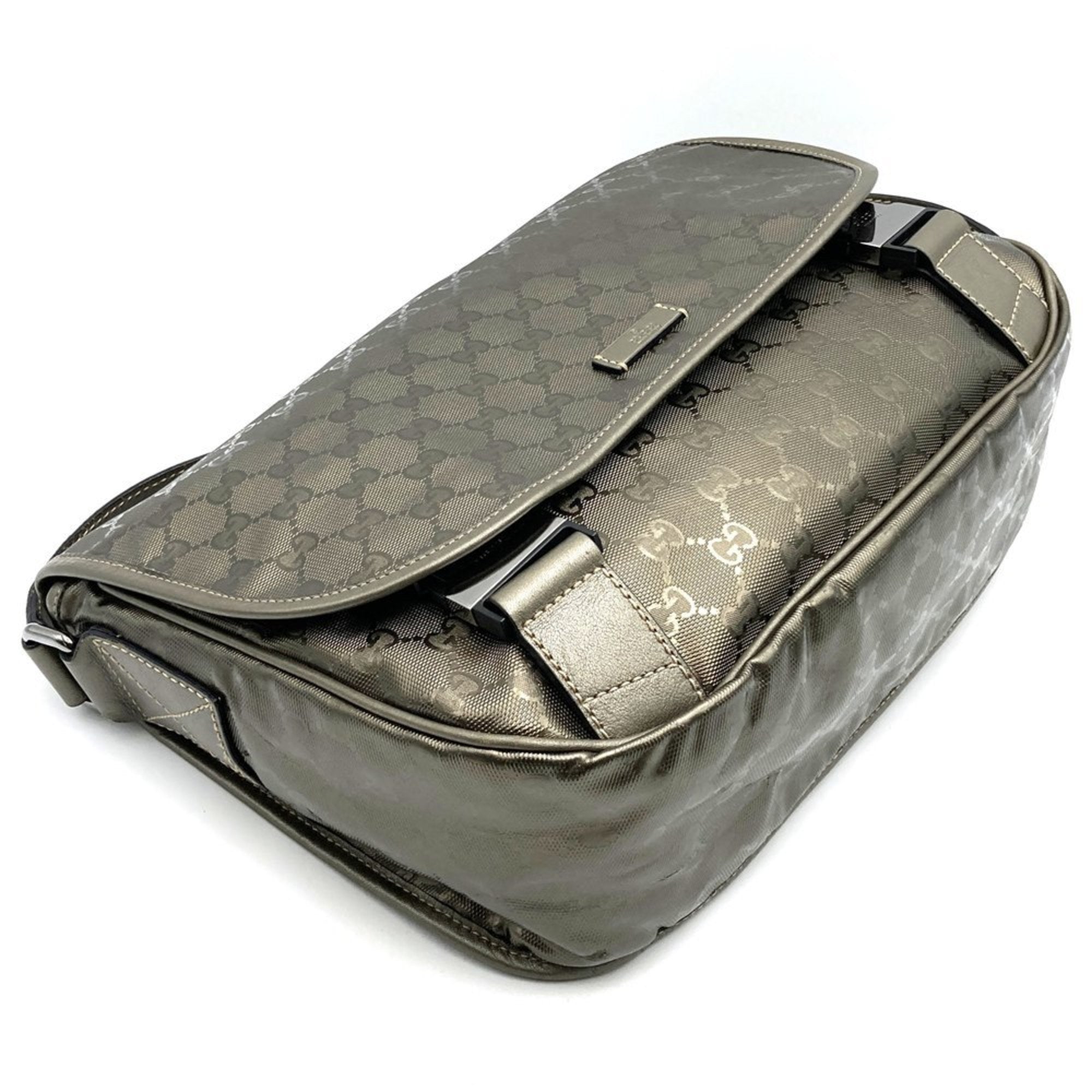Gucci Gg Imprimé Brown Metallic Gg Imprimé Shoulder Bag (Pre-Owned)
