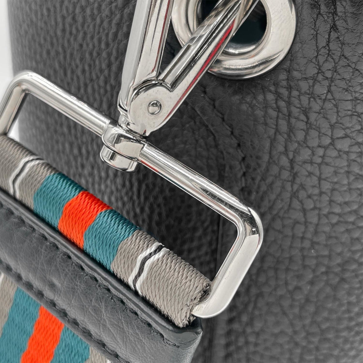 Prada Black Gray Leather Shoulder Bag (Pre-Owned)