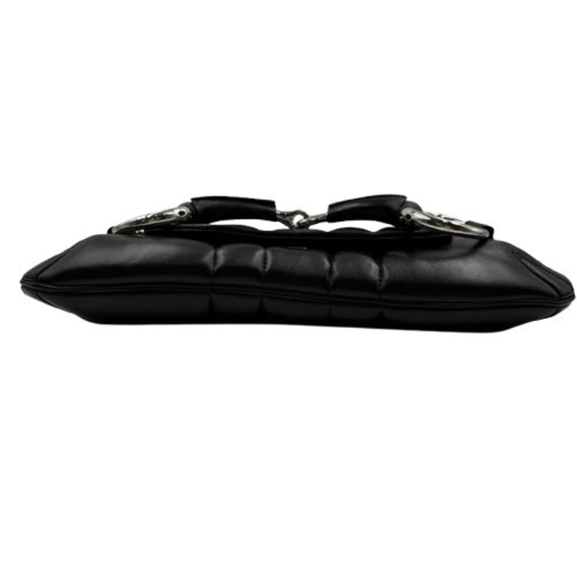 Gucci Horsebit Black Leather Shoulder Bag (Pre-Owned)