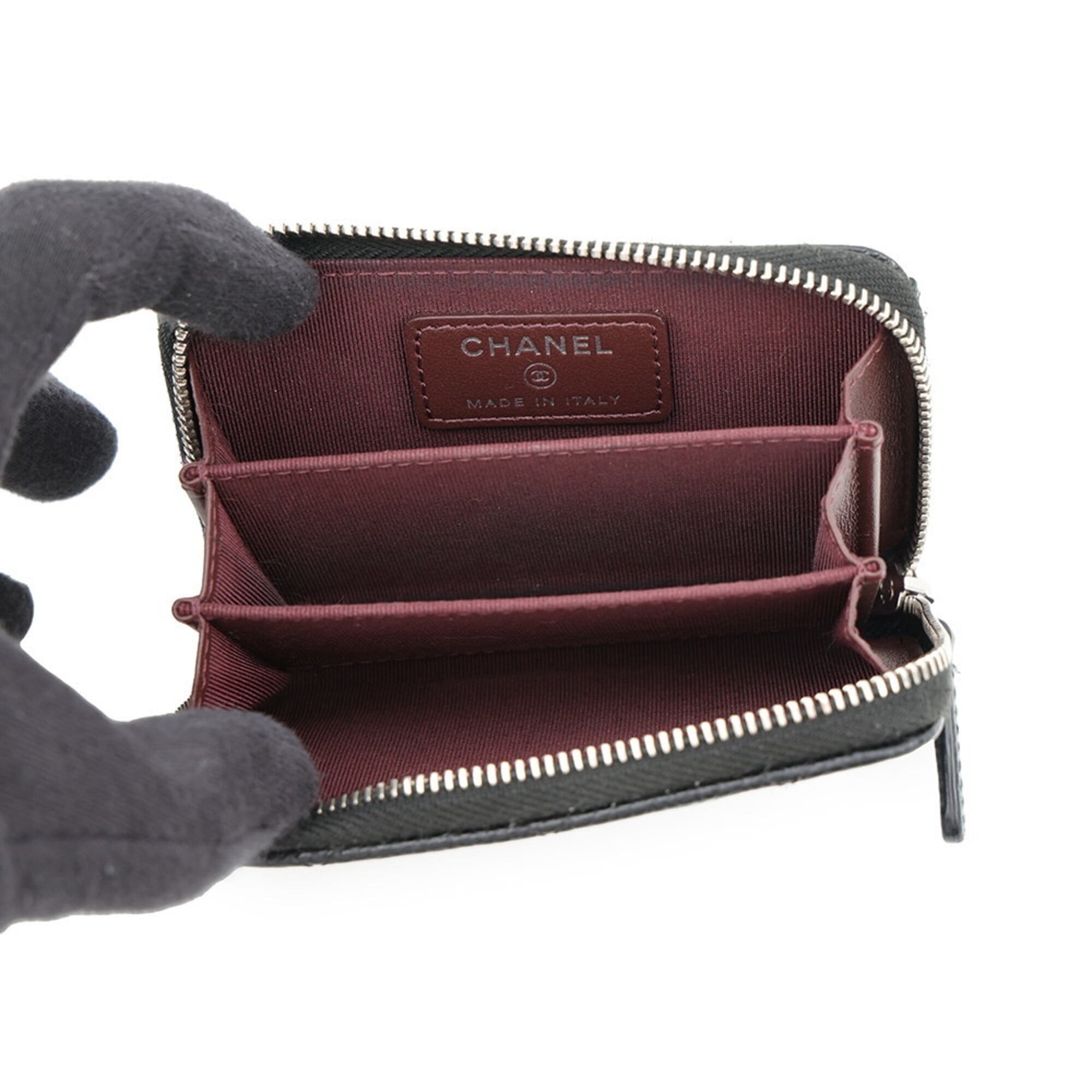 Chanel Matelasse Black Grained Calfskin Coin Purse/Coin Case (Pre-Owned)