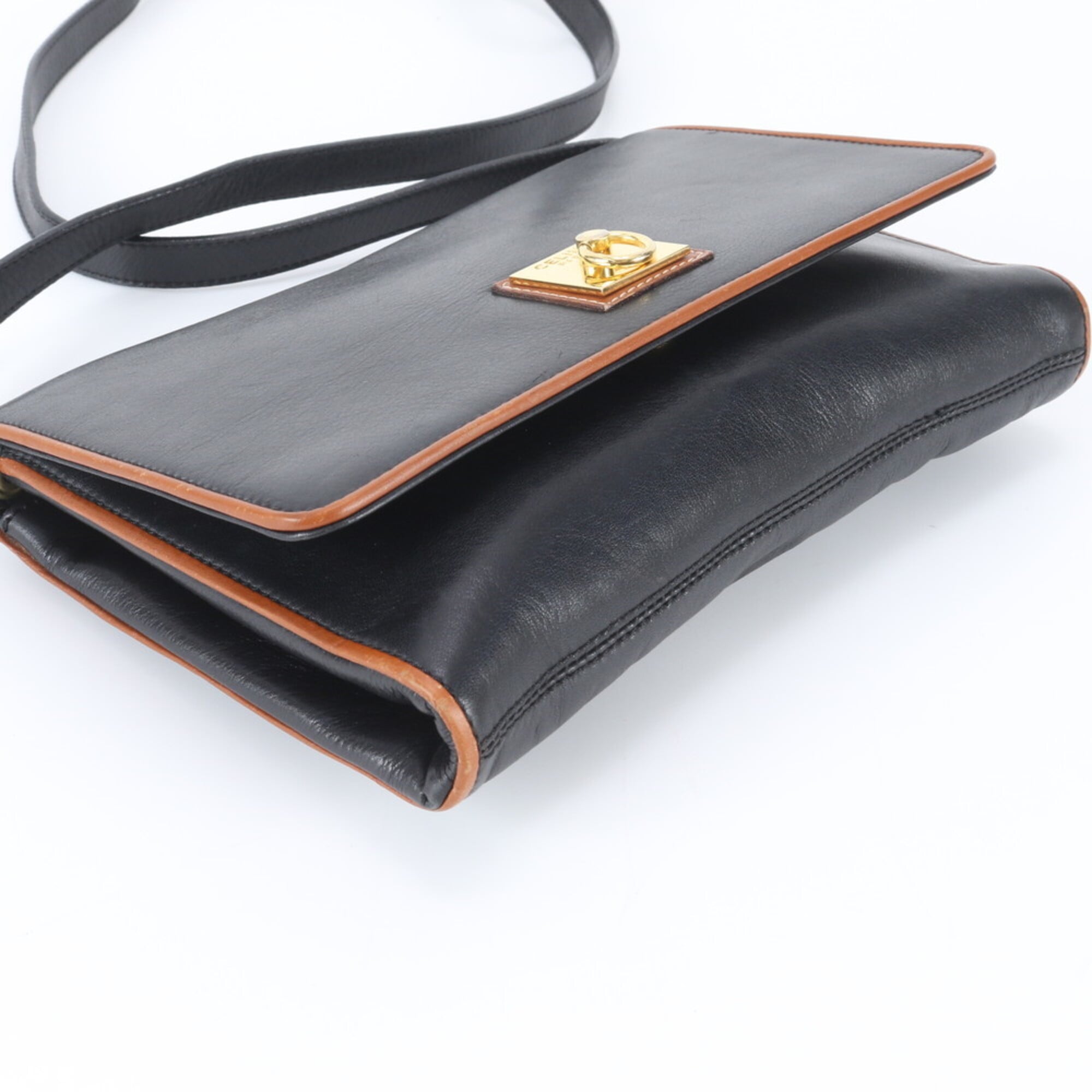 Celine Black Brown Leather Handbag Shoulder Bag Tote Bag (Pre-Owned)