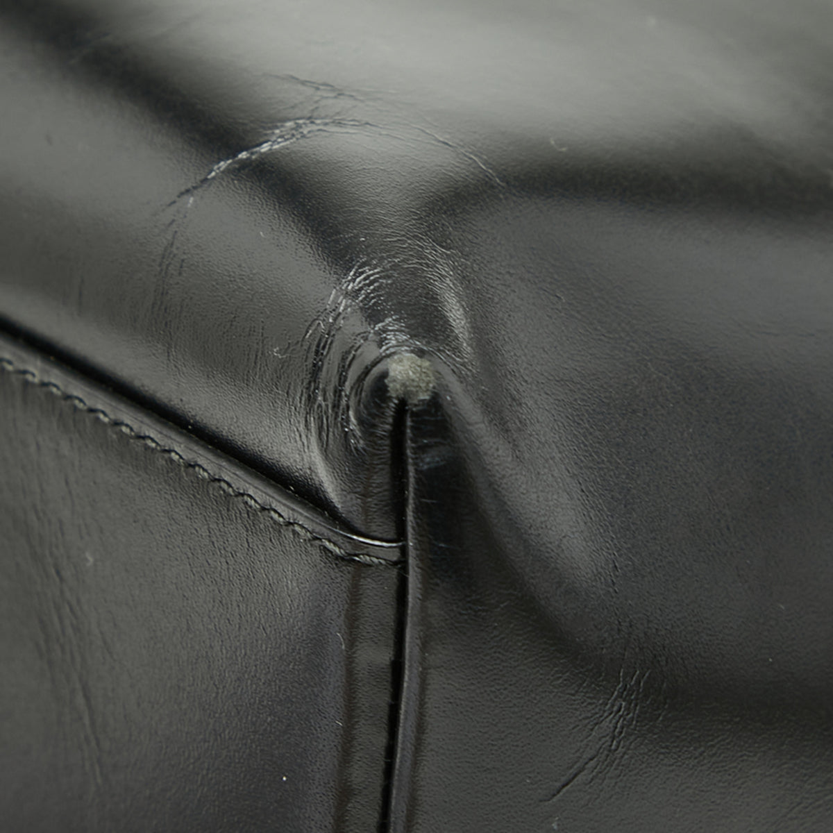 Prada Black Leather Handbag Pouch Tote Bag (Pre-Owned)