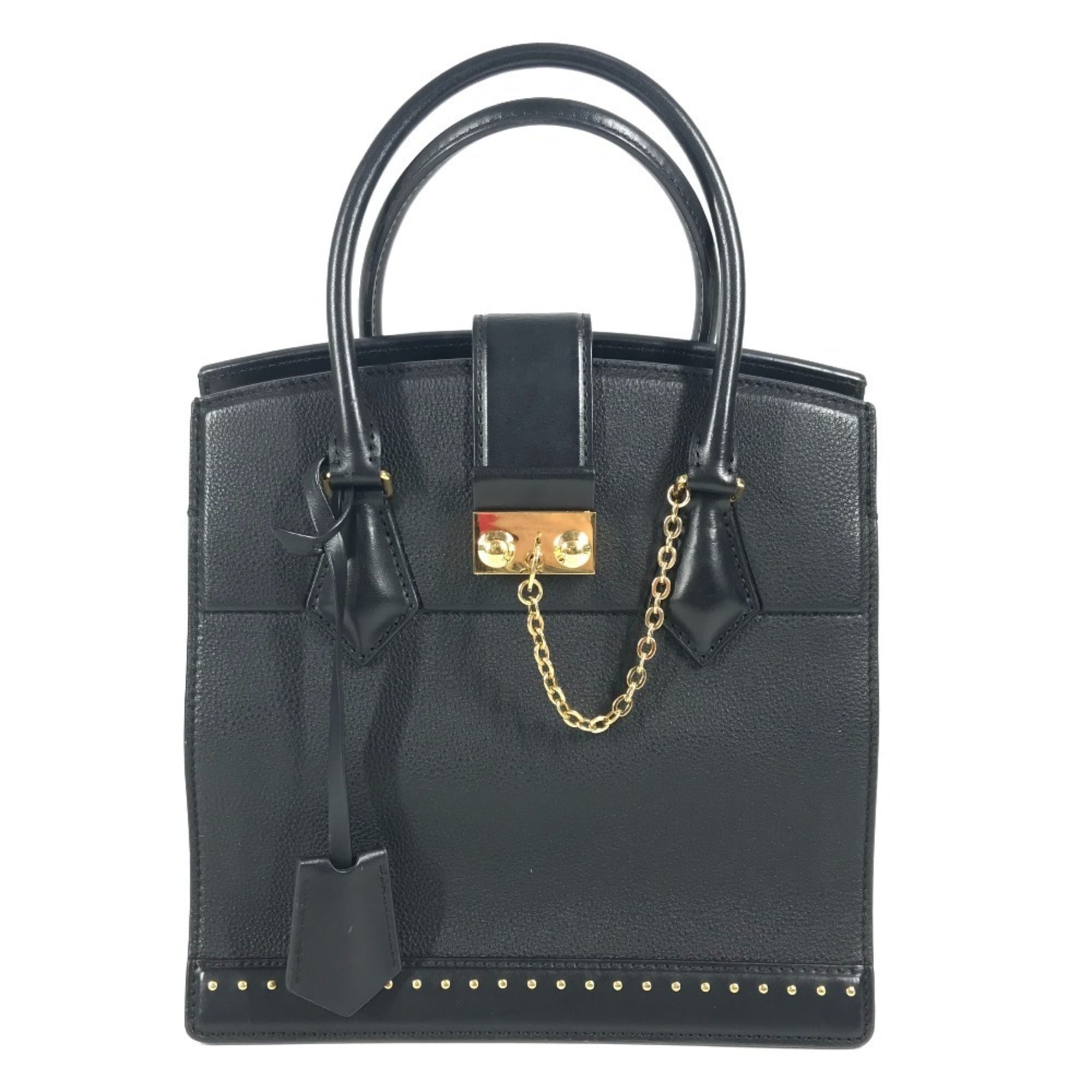 Louis Vuitton Black Noir Leather Handbag Tote Bag (Pre-Owned)