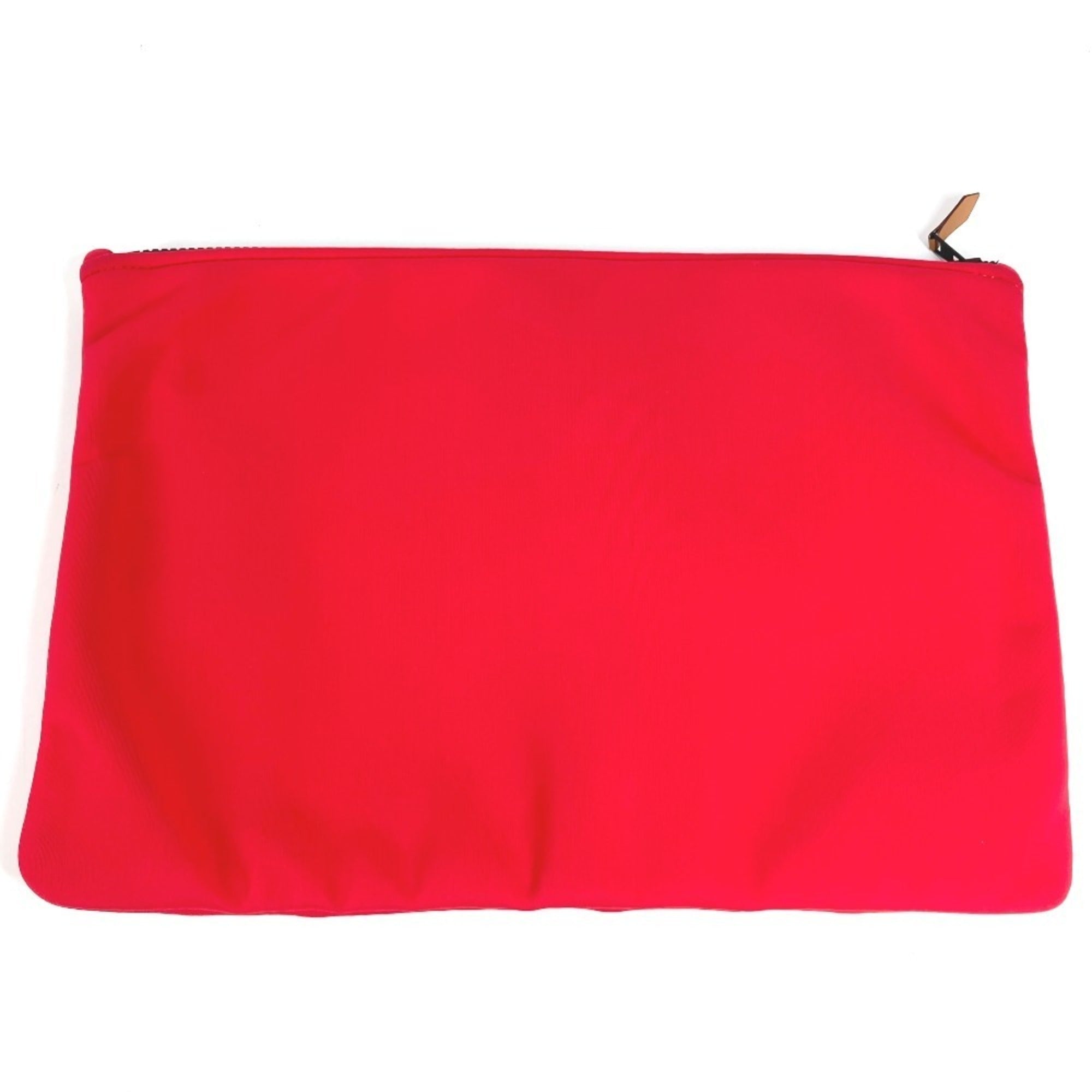 Hermes Red Color White Polyamide Clutch Bag Pouch (Pre-Owned)