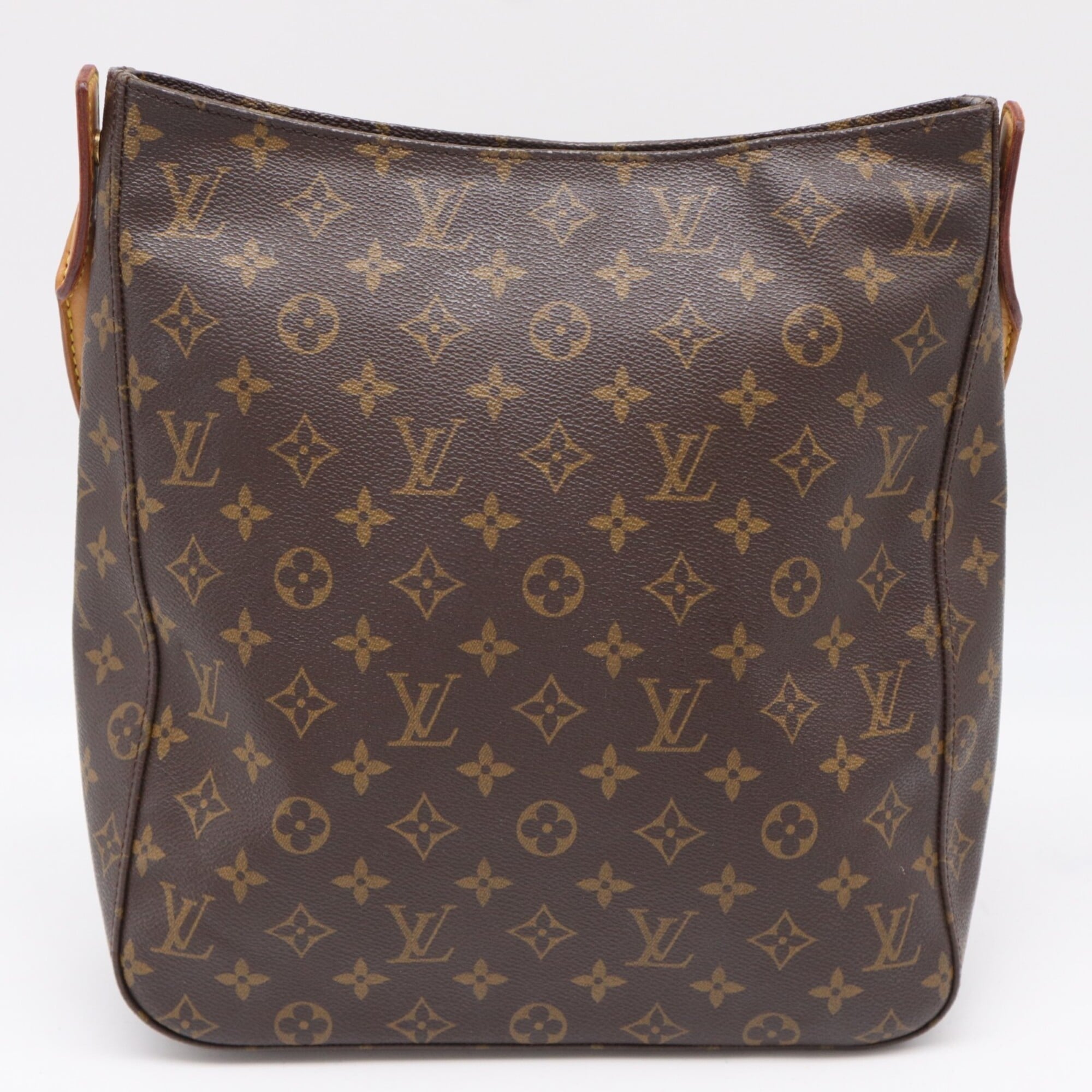 Louis Vuitton Beige Brown Monogram Coated Canvas Leather Handbag (Pre-Owned)