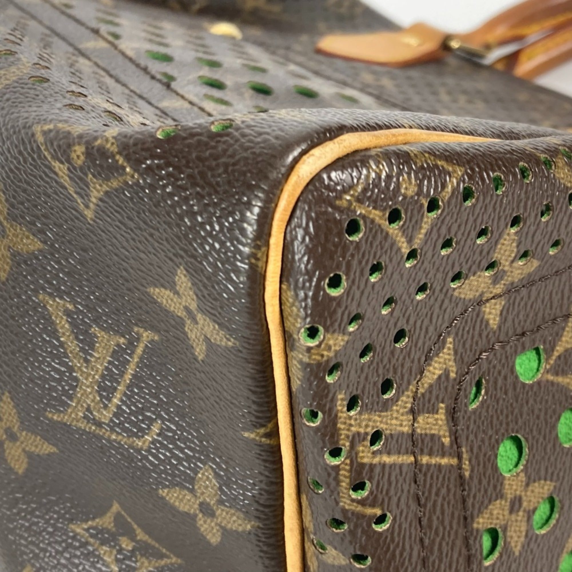 Louis Vuitton Brown Green Monogram Boston Bag Handbag (Pre-Owned)
