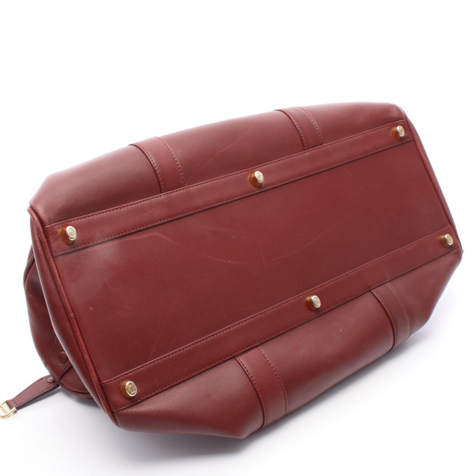 Cartier Bordeaux Leather Boston Bag Handbag (Pre-Owned)