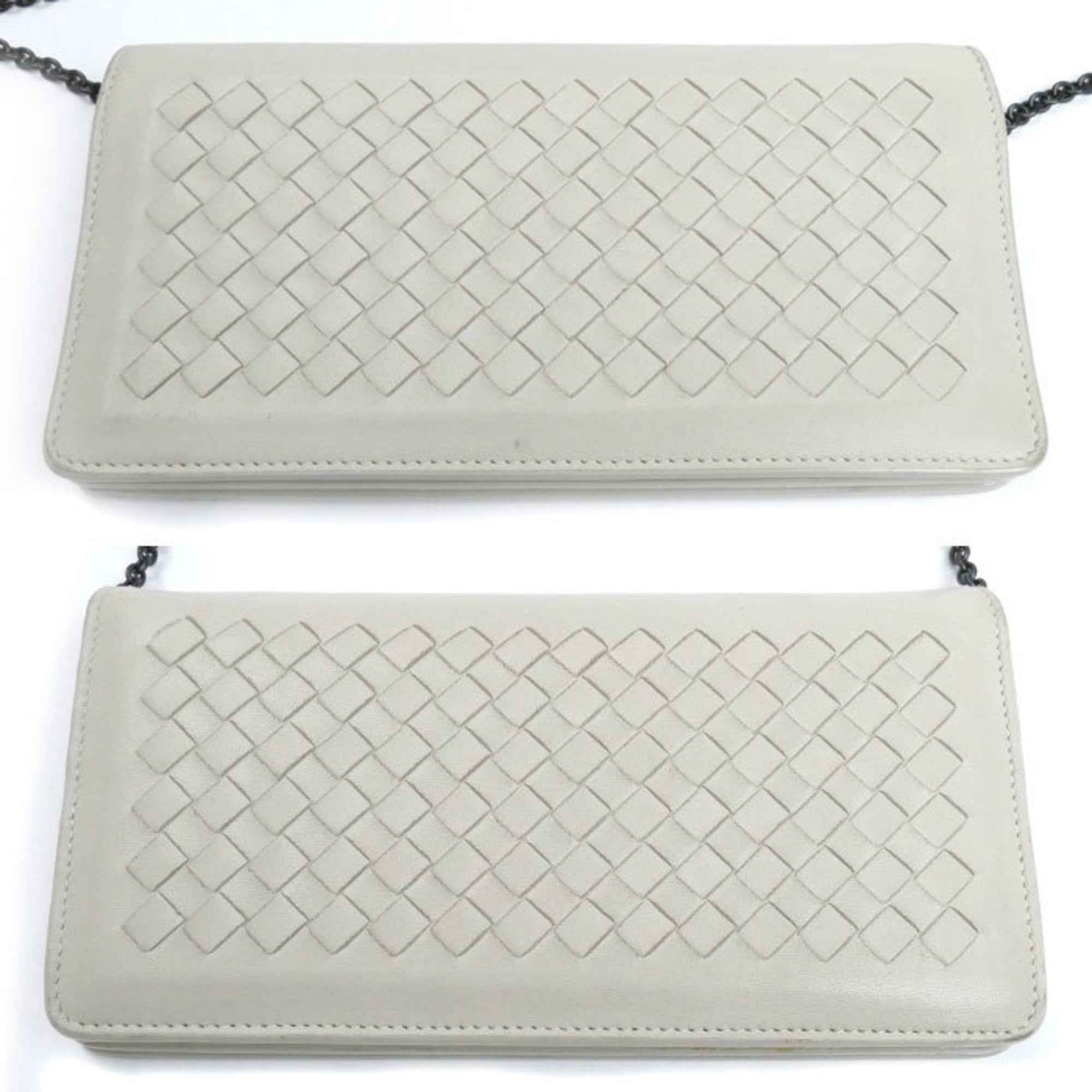 Bottega Veneta Ivory Leather Chain/Shoulder Wallet (Pre-Owned)