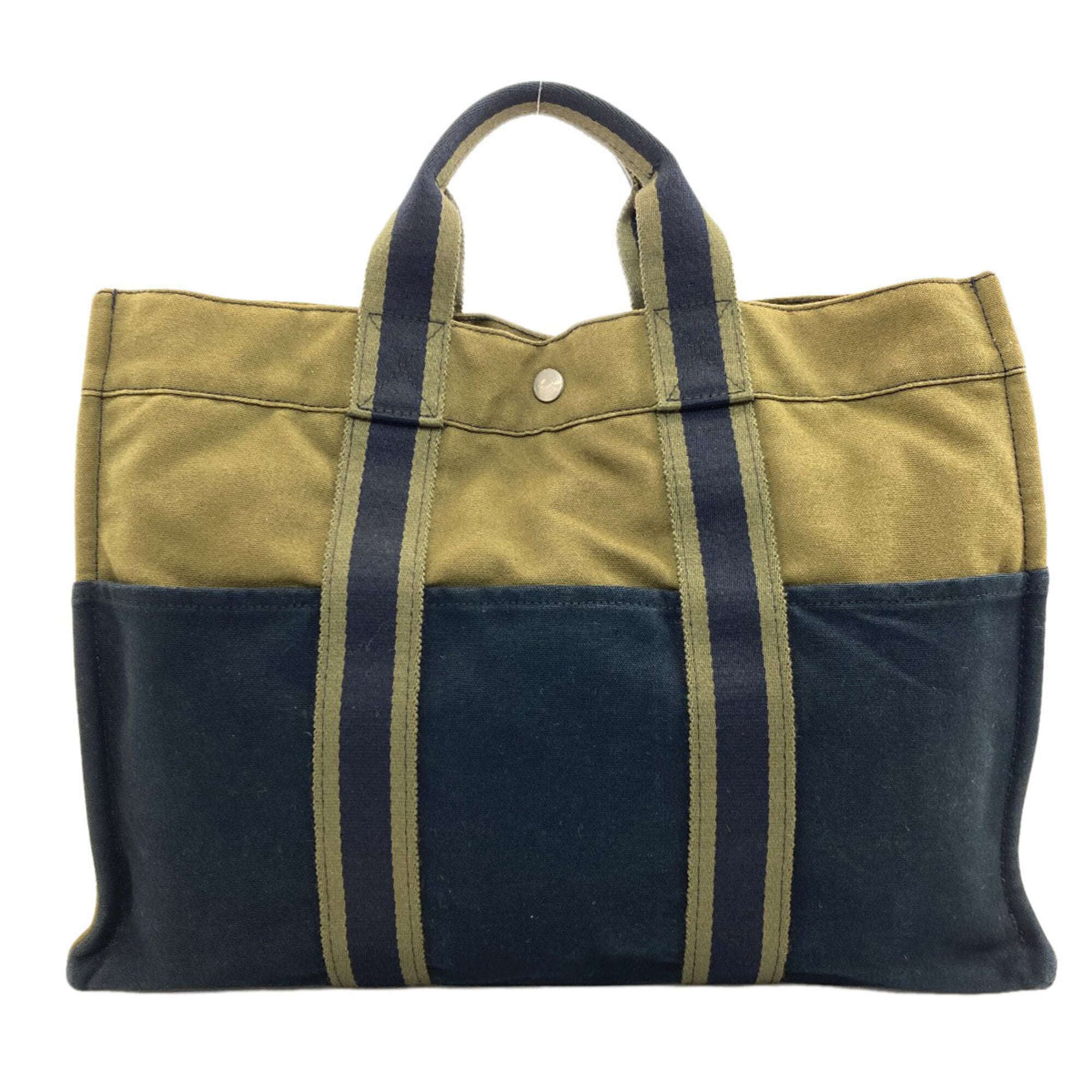 Hermes Black Green Canvas Handbag (Pre-Owned)
