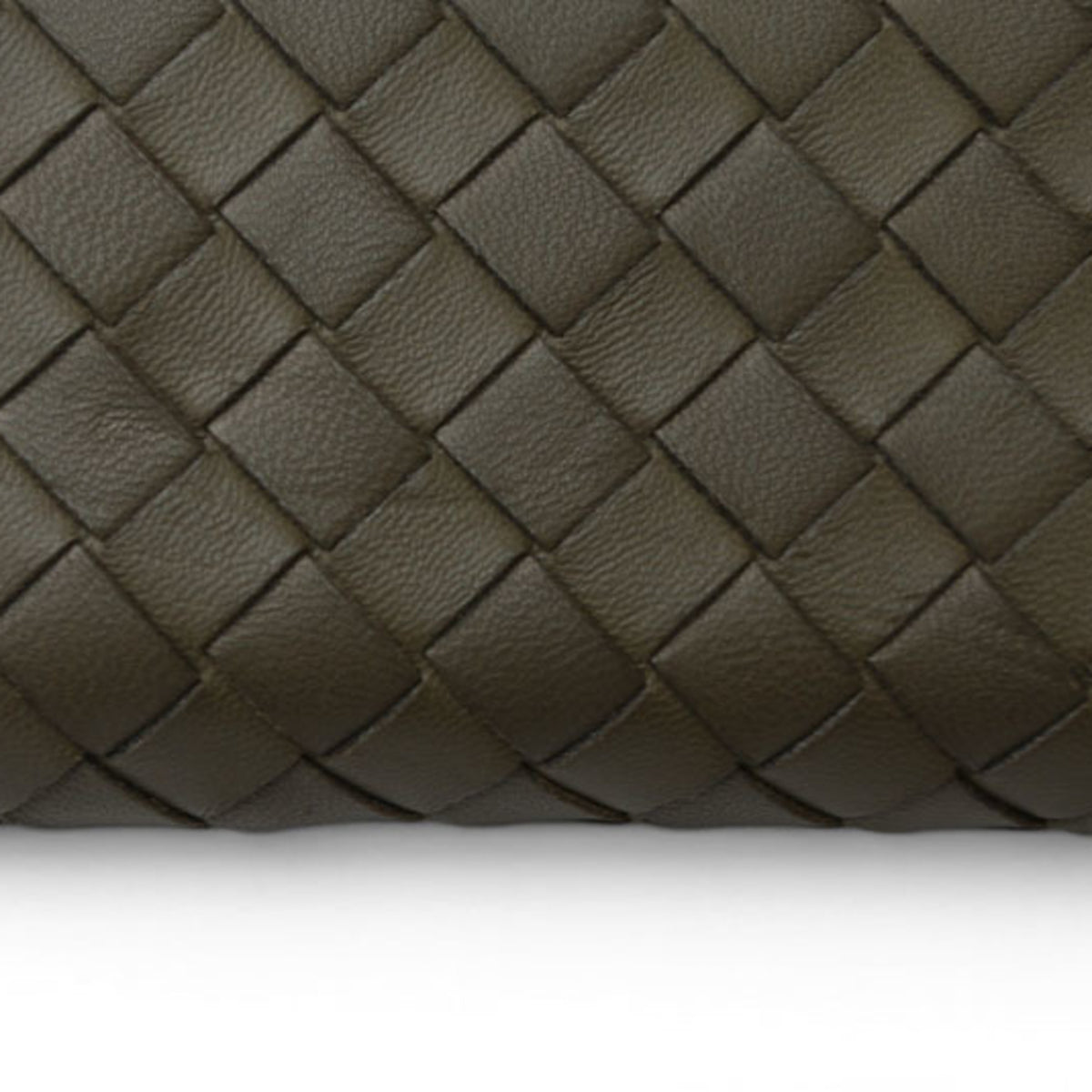 Bottega Veneta Intrecciato Gray Khaki Coin Purse/Coin Case (Pre-Owned)