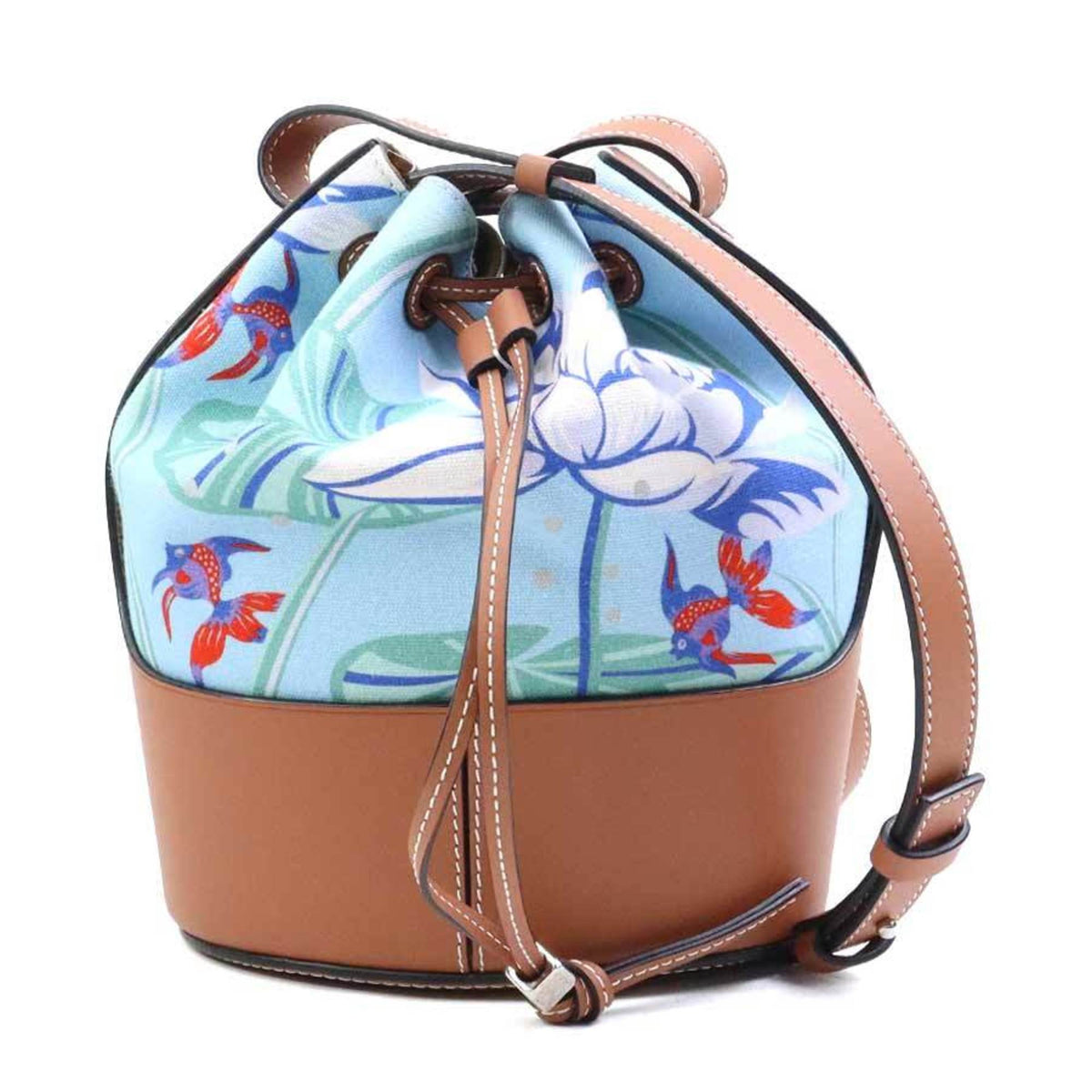 Loewe Blue Brown Canvas Leather Shoulder Bag (Pre-Owned)
