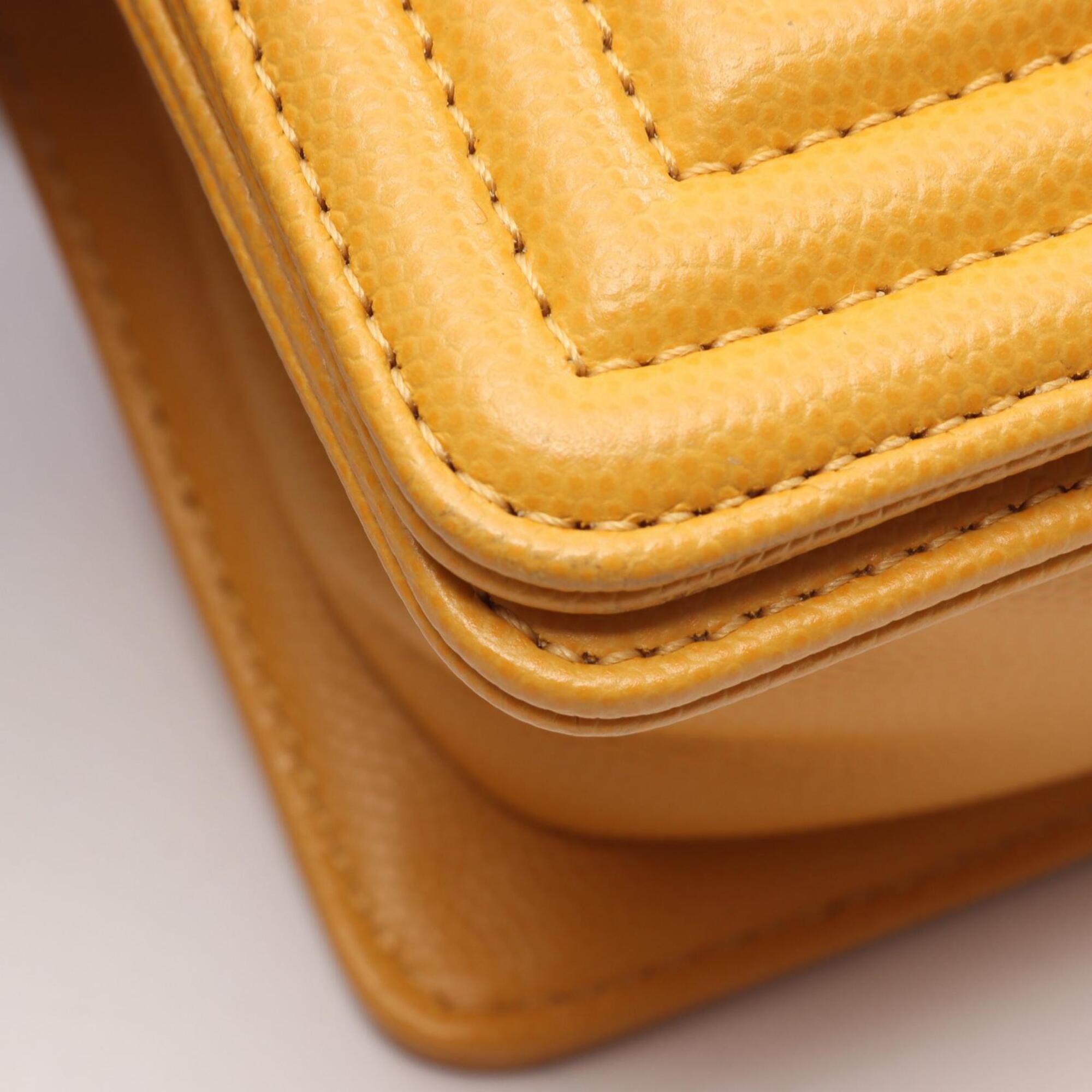 Chanel Yellow Grained Calfskin Handbag Shoulder Bag (Pre-Owned)