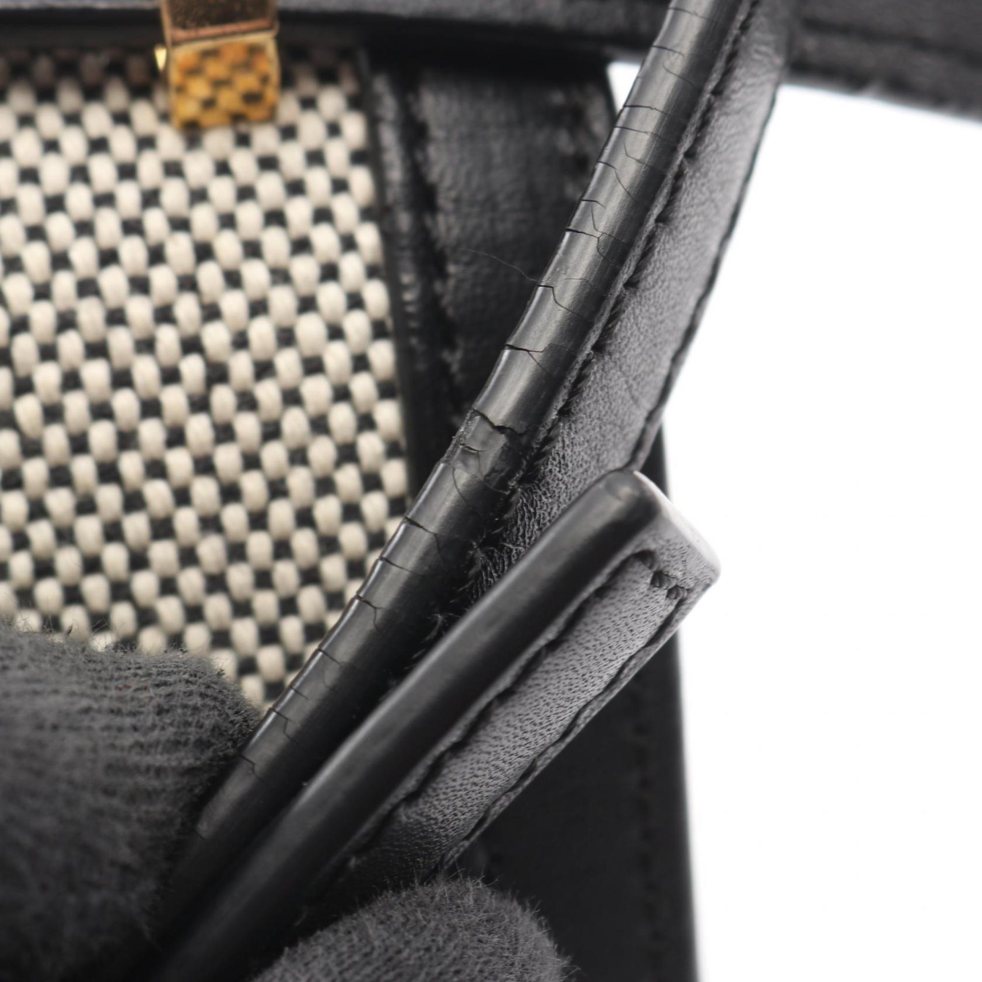 Loewe Black Ivory Canvas Leather Handbag Shoulder Bag (Pre-Owned)