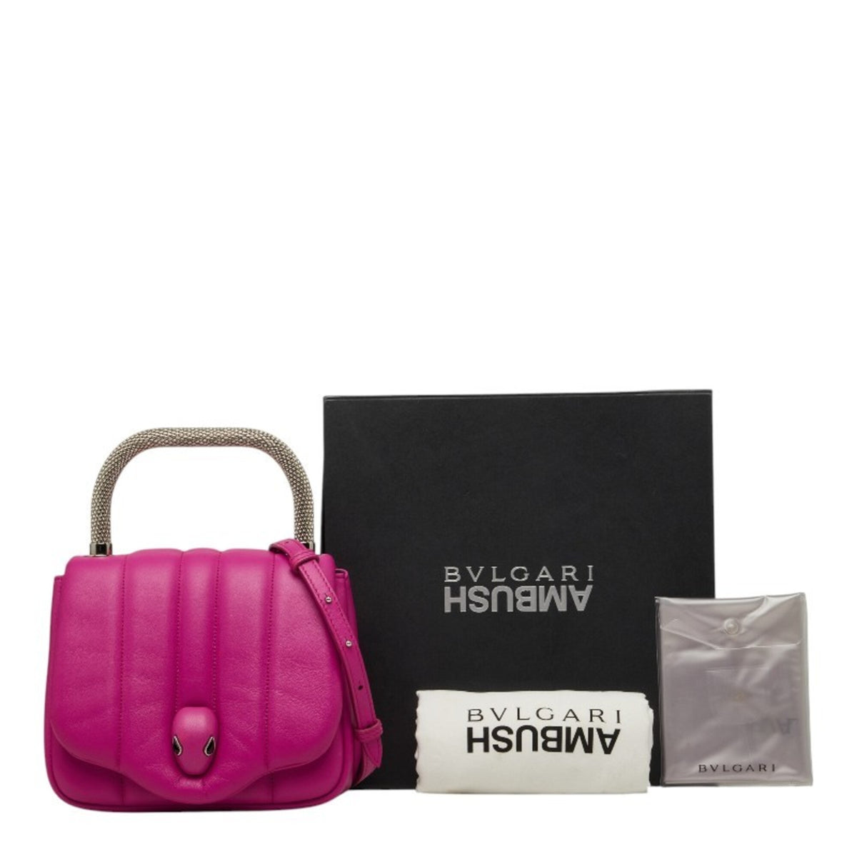 Bvlgari Pink Leather Handbag Shoulder Bag (Pre-Owned)
