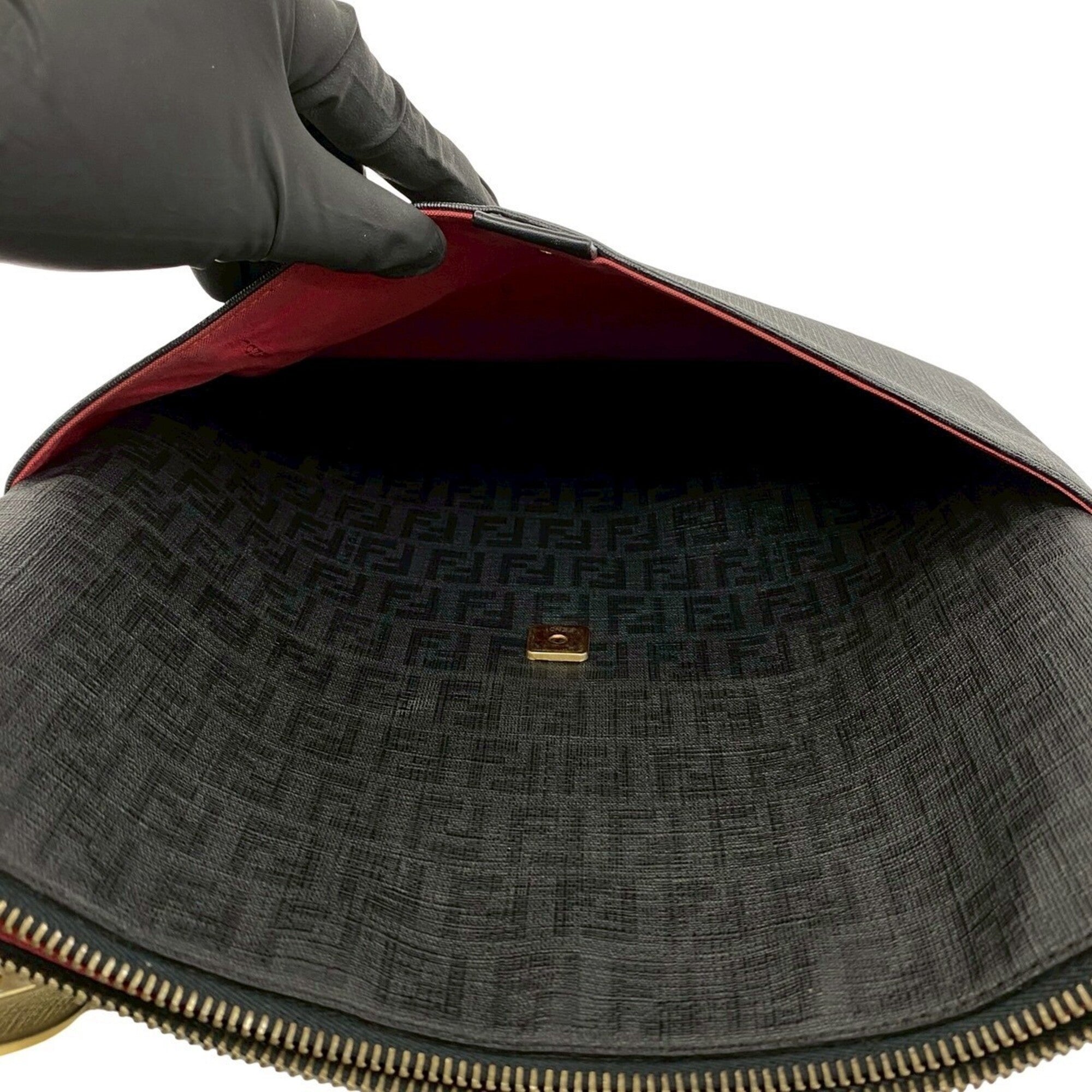 Fendi Black Leather Pvc Shoulder Bag Sling Bag (Pre-Owned)