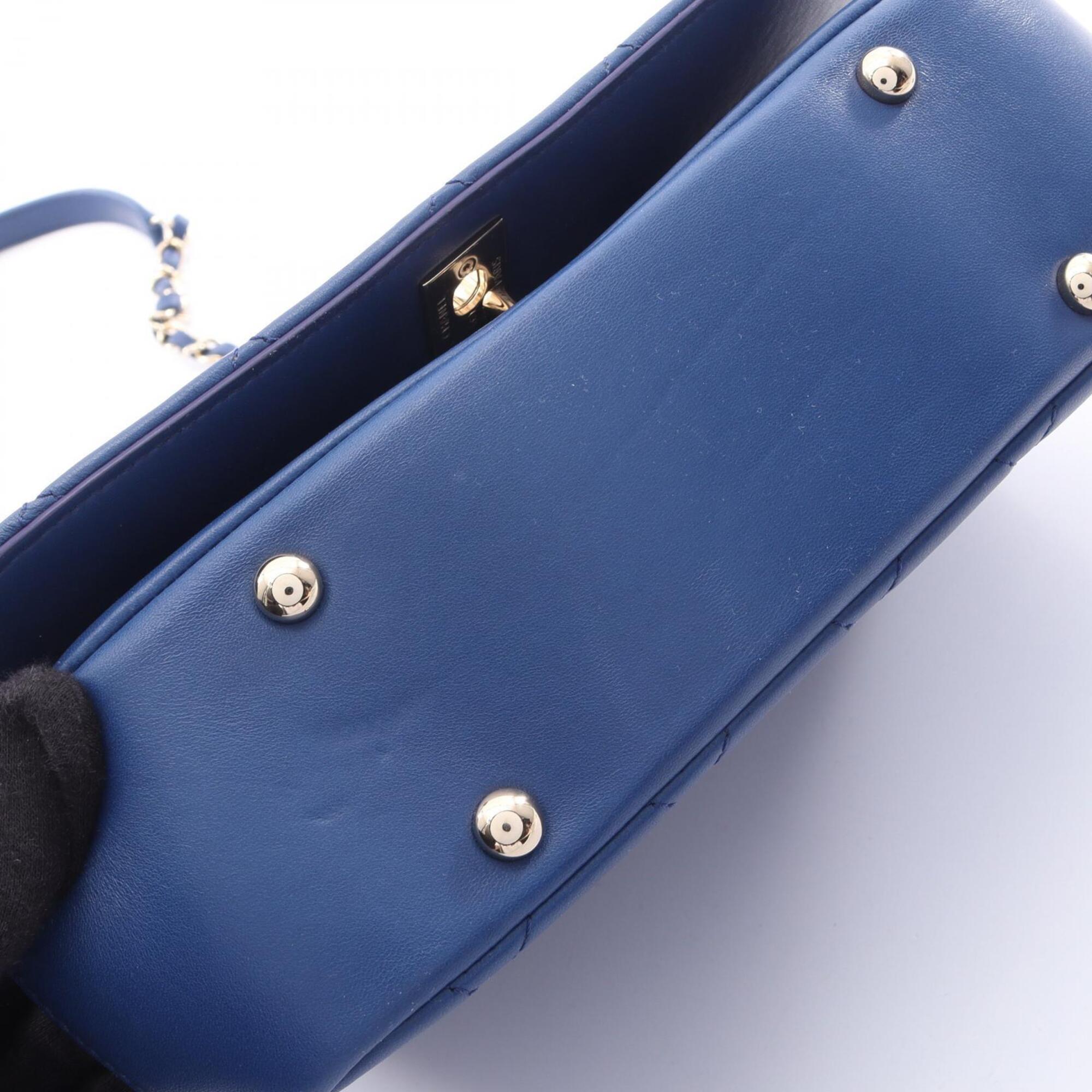 Chanel Blue Leather Handbag Shoulder Bag (Pre-Owned)