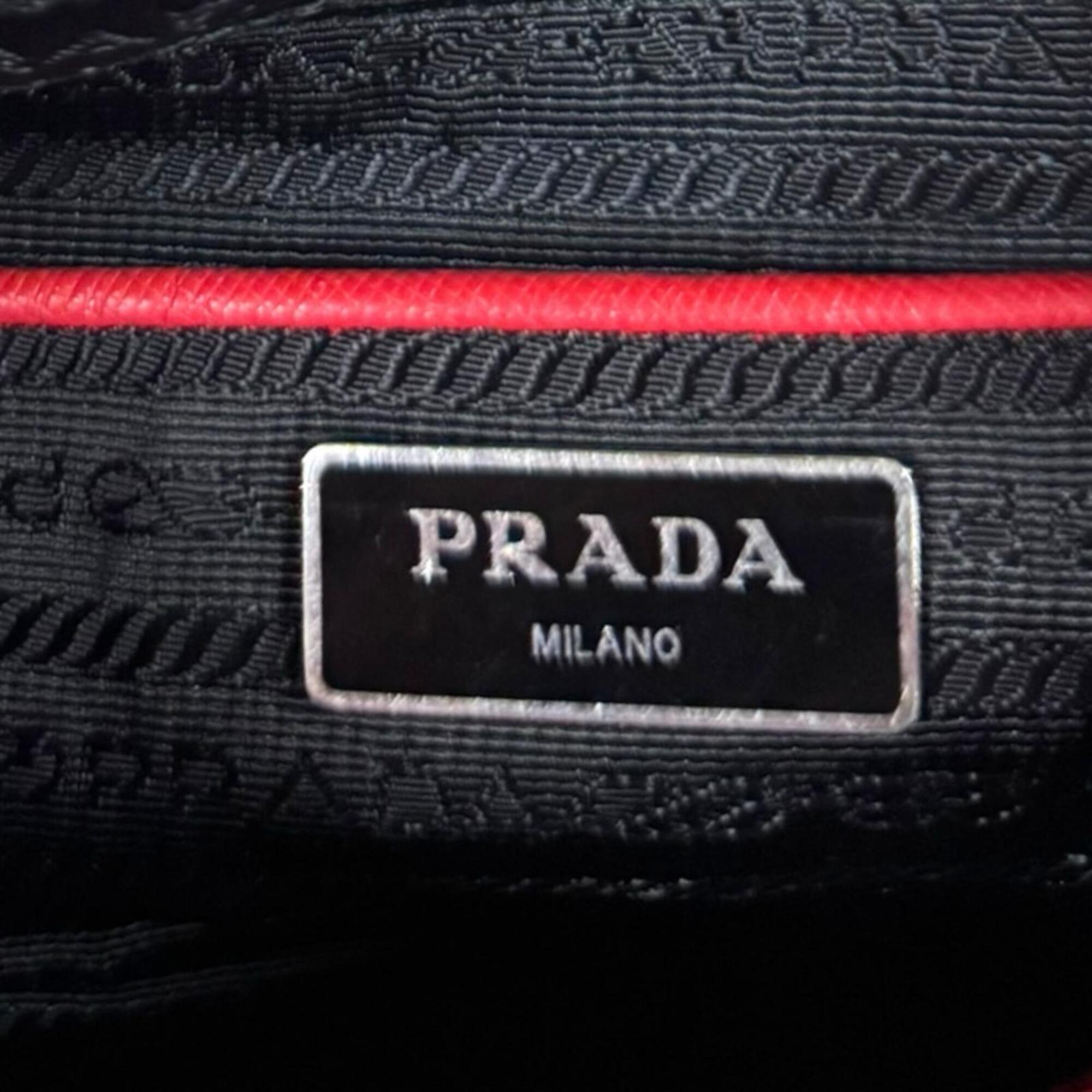 Prada Red Color Nylon Shoulder Bag (Pre-Owned)