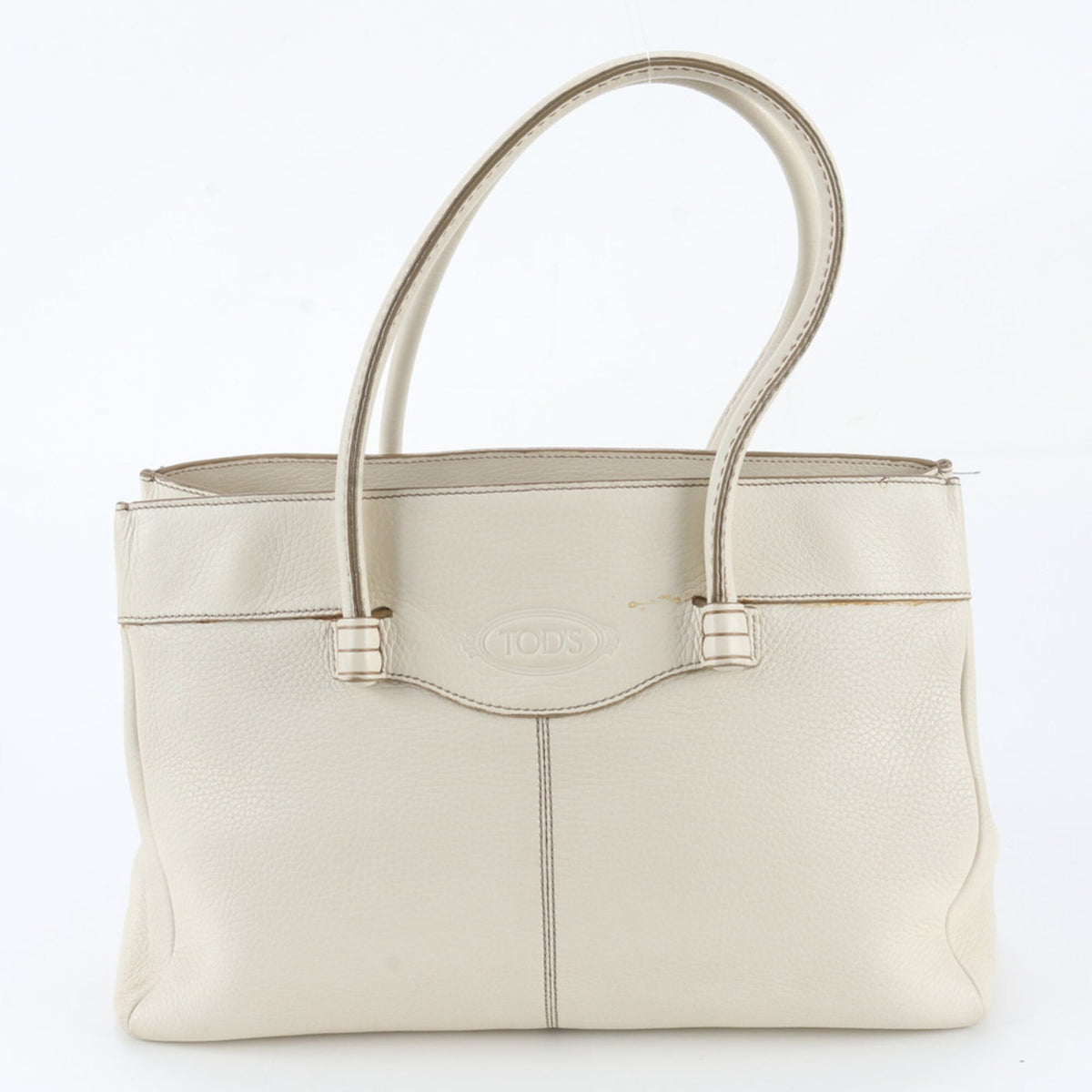 Tod's Ivory Leather Handbag Shoulder Bag Tote Bag (Pre-Owned)