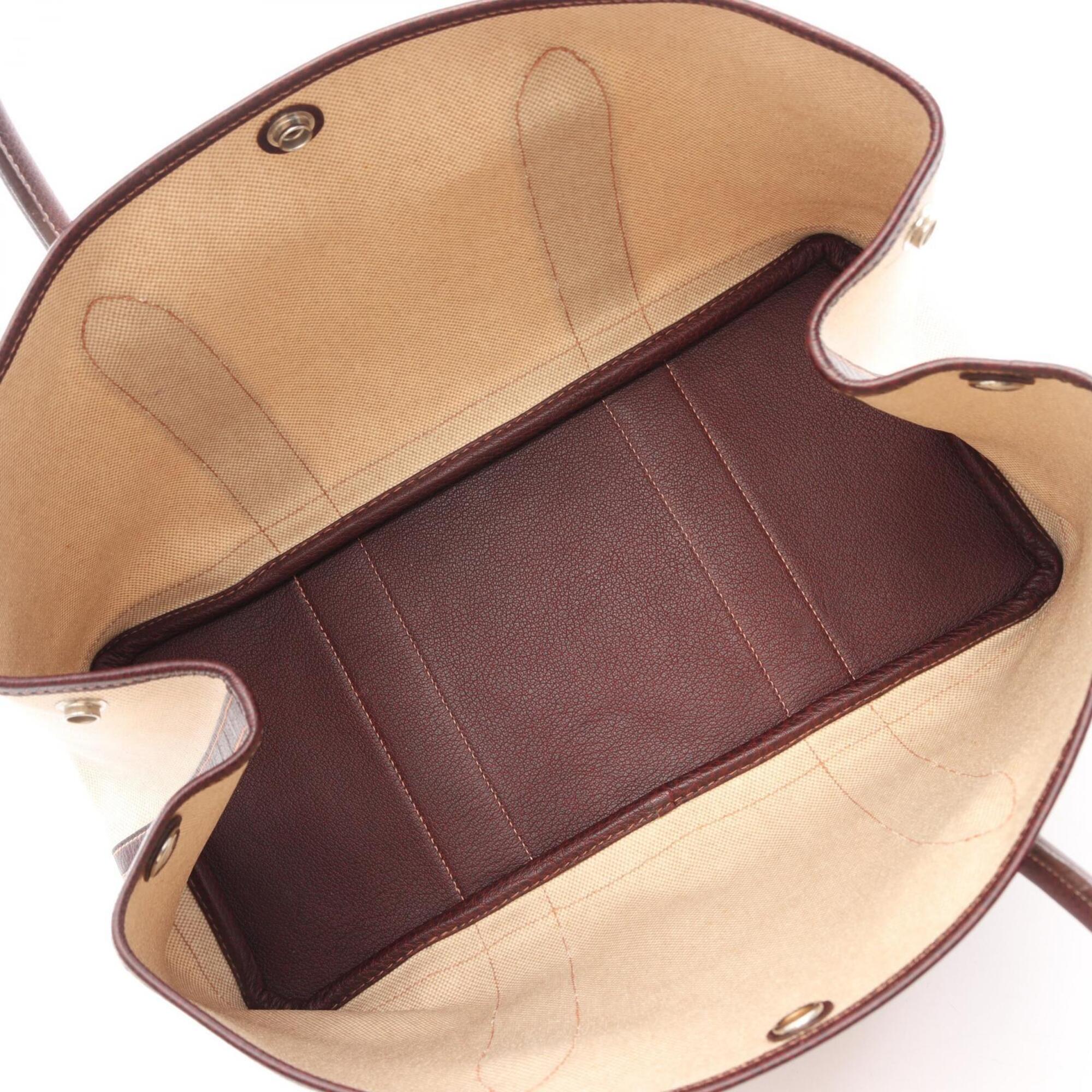Hermes Beige Brown Ecru Toile H Buffalo Leather Handbag Tote Bag (Pre-Owned)