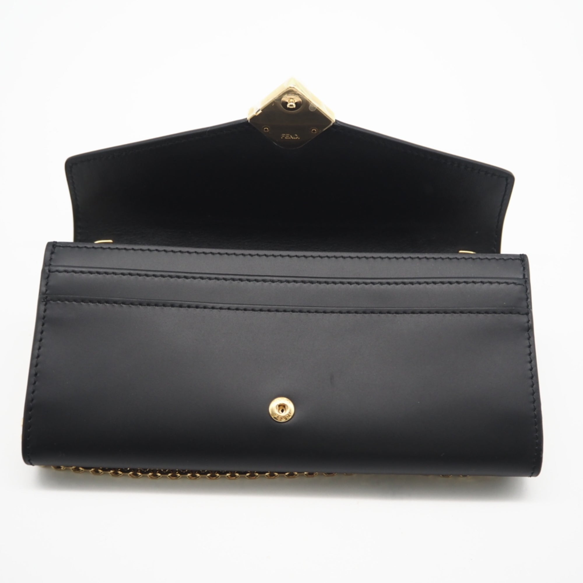 Fendi Black Leather Chain/Shoulder Wallet (Pre-Owned)