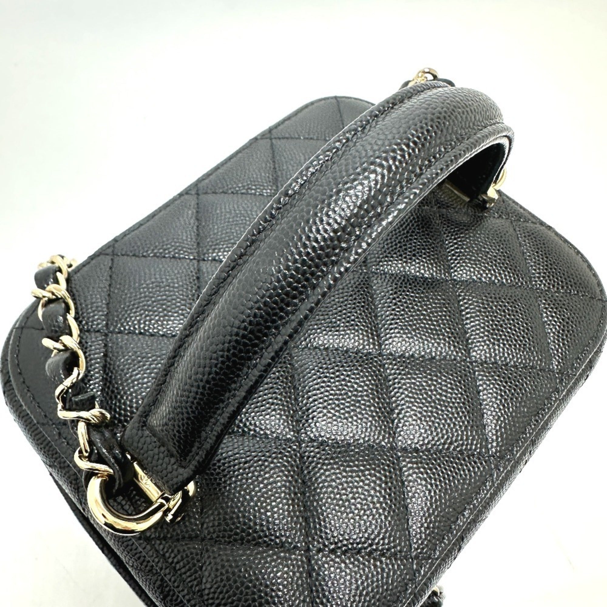 Chanel Matelasse Black Caviar Leather Handbag Shoulder Bag Vanity Bag (Pre-Owned)