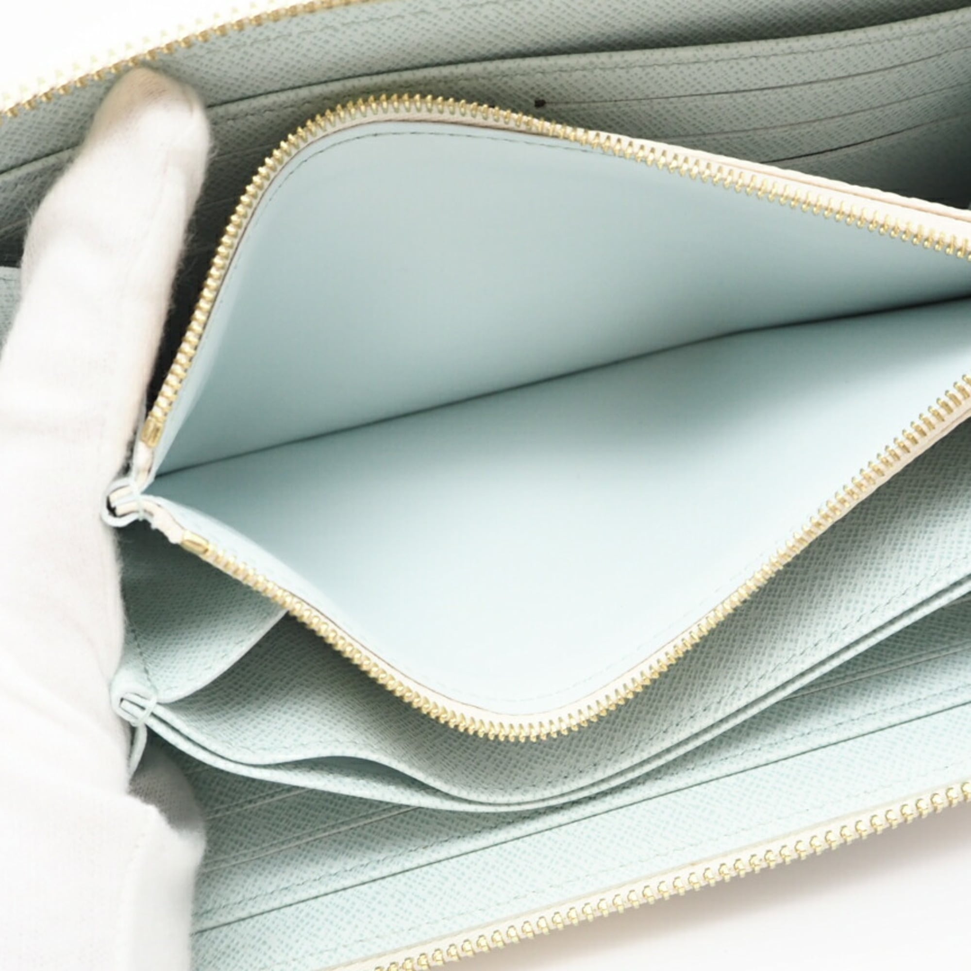 Louis Vuitton Blue Green White Coated Canvas Long Wallet (Bi-Fold) (Pre-Owned)