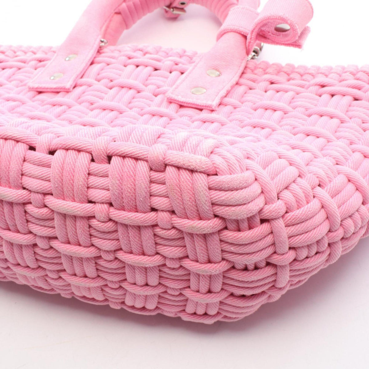 Balenciaga Pink Canvas Basket Handbag Tote Bag (Pre-Owned)