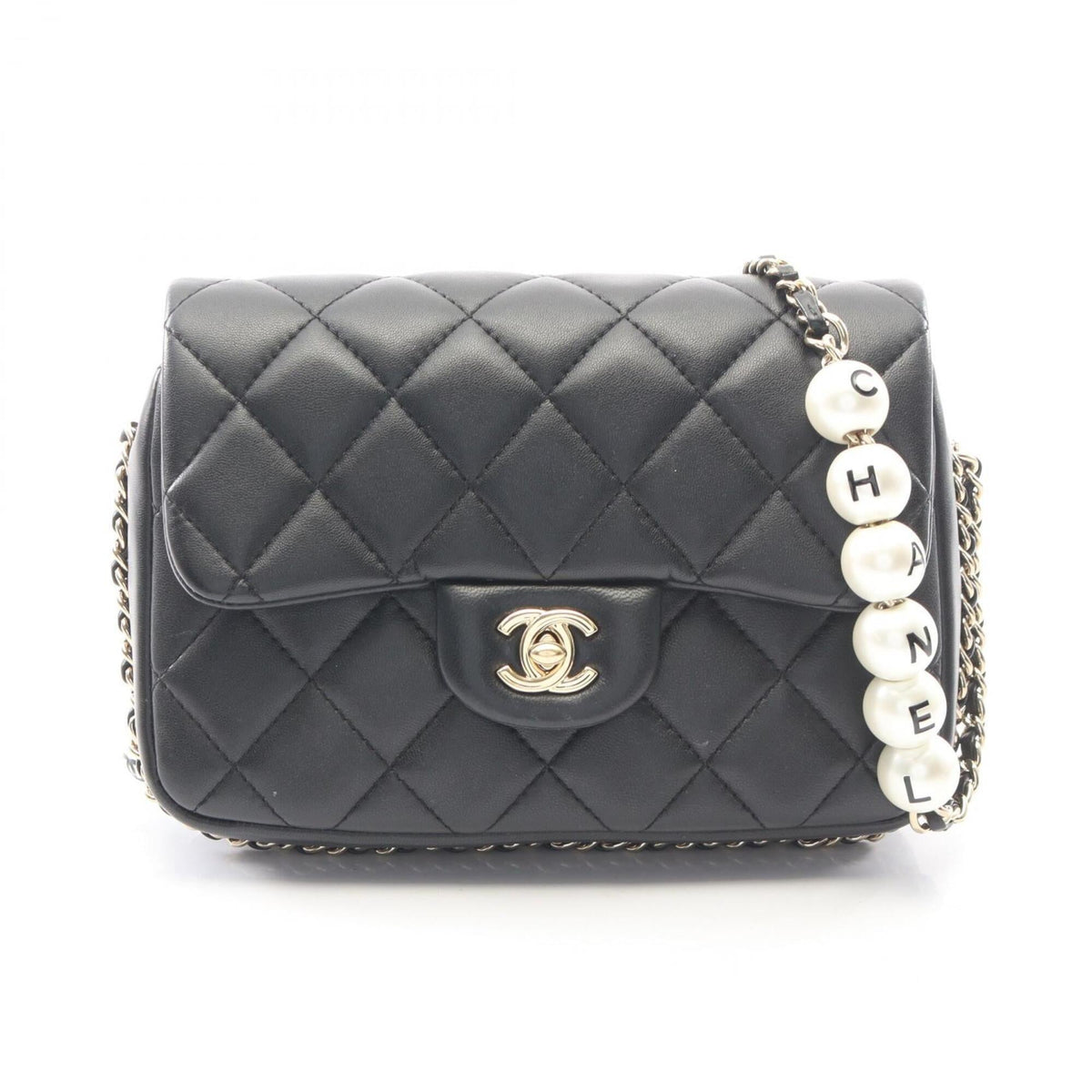 Chanel Black Leather Handbag Shoulder Bag (Pre-Owned)