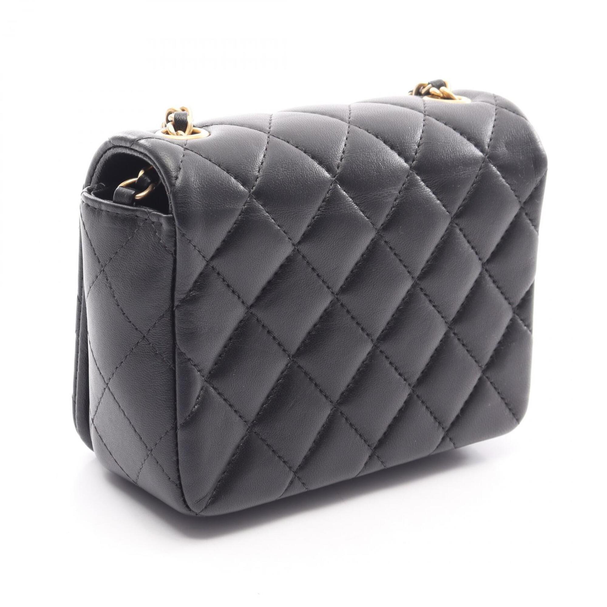 Chanel Black Leather Handbag Shoulder Bag (Pre-Owned)