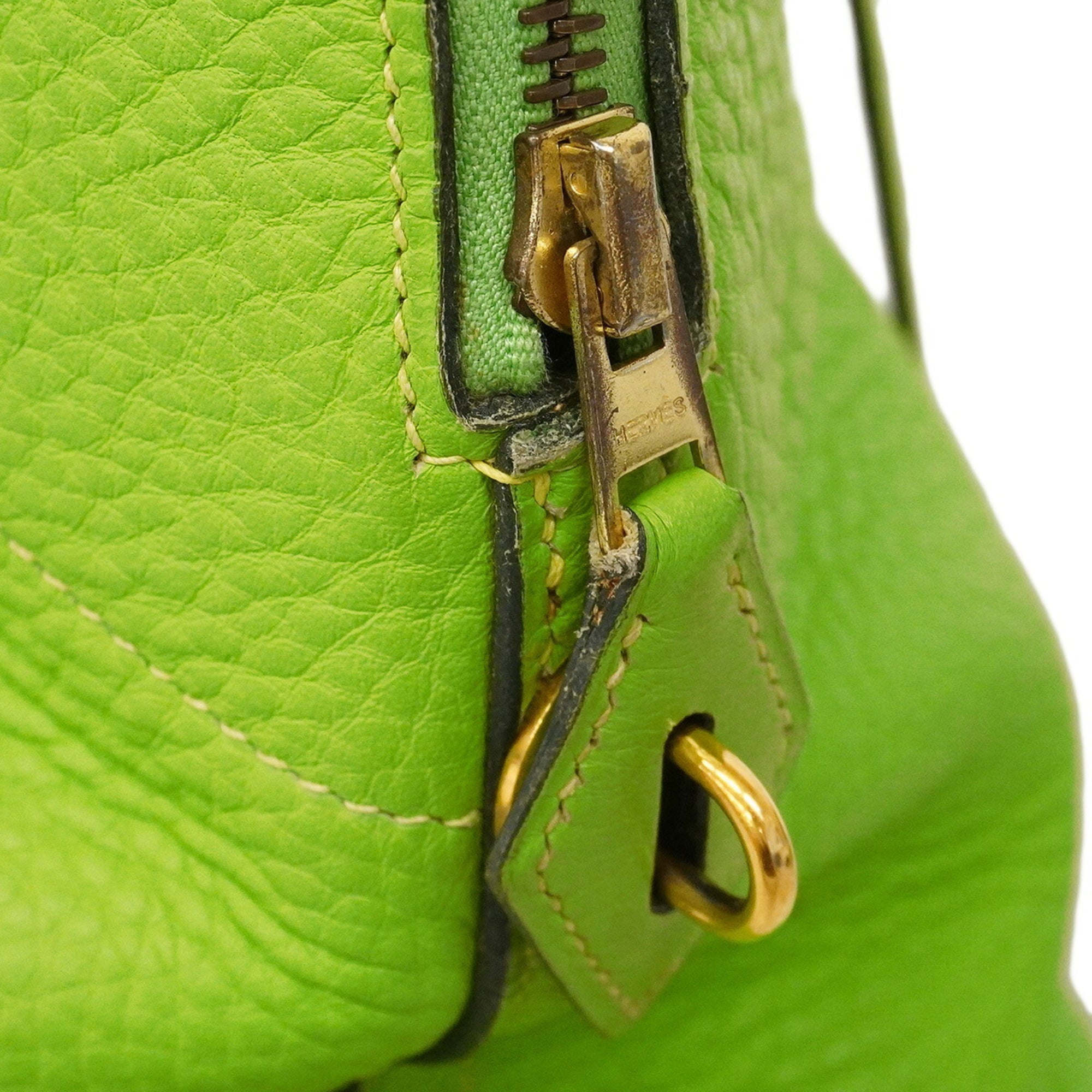 Hermes Apple Green Taurillon Clemence Leather Handbag (Pre-Owned)