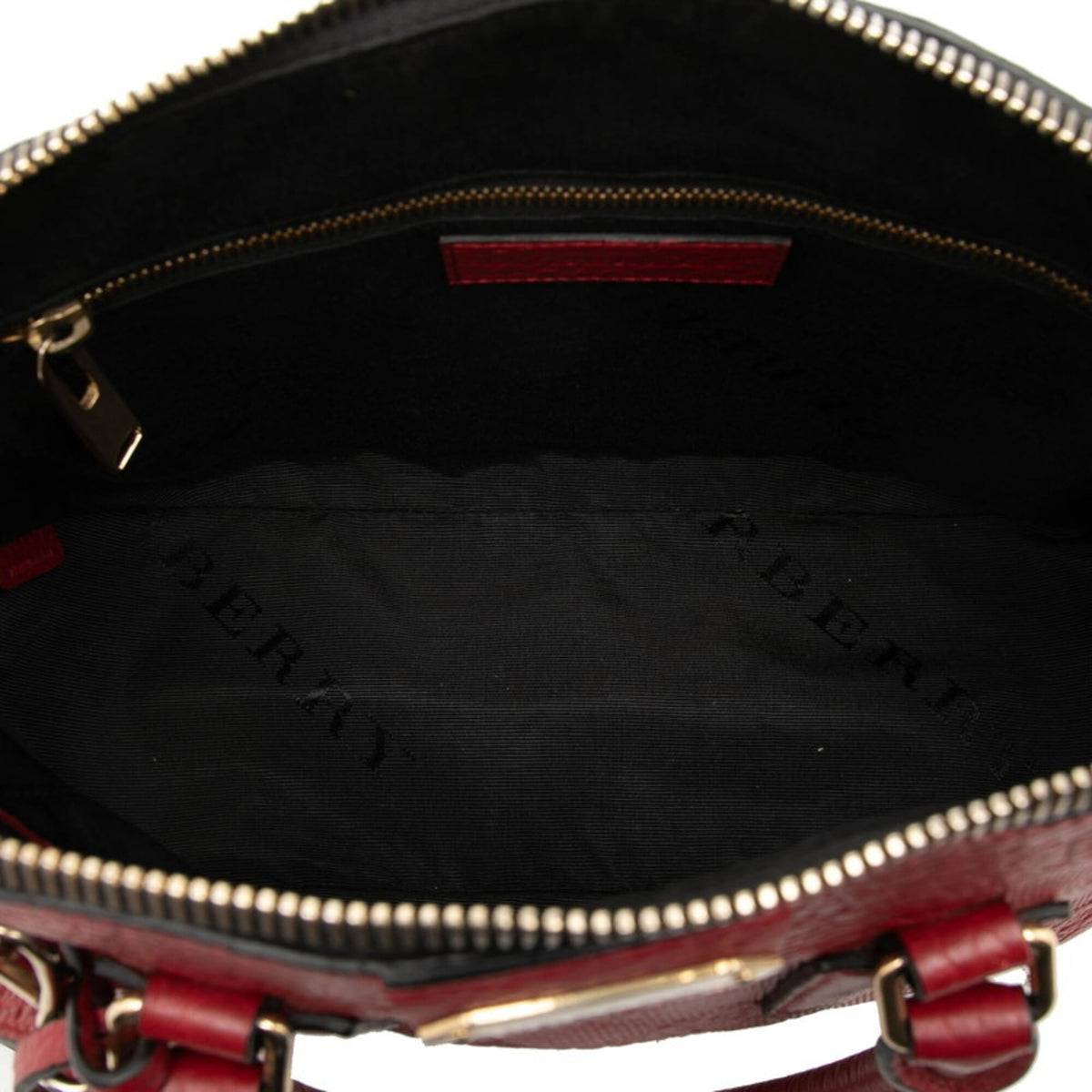 Burberry Red Color Leather Handbag Shoulder Bag (Pre-Owned)