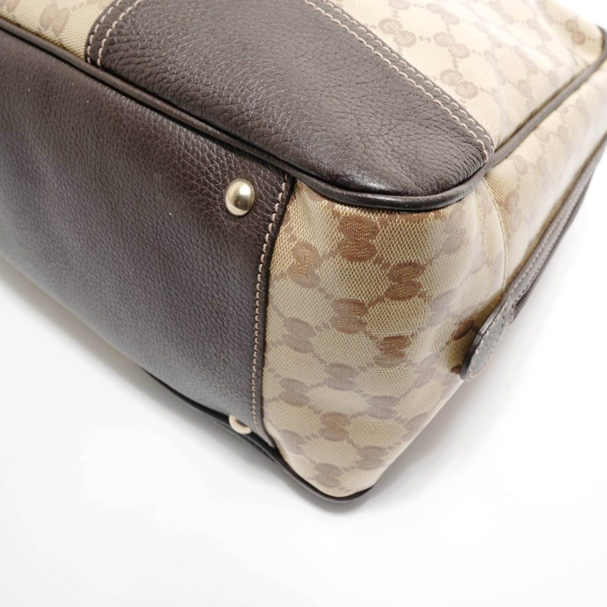 Gucci Sherry Line Beige Gg Crystal Boston Bag (Pre-Owned)