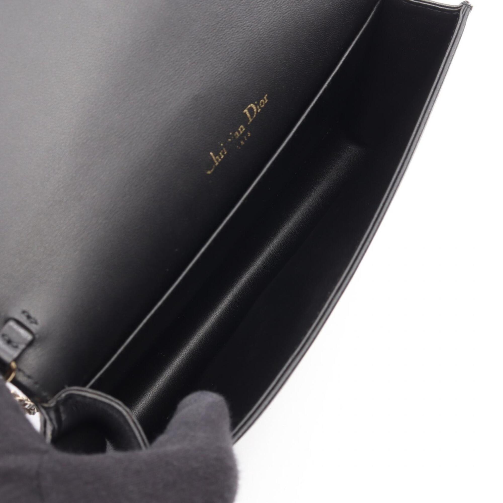 Christian Dior Black Leather Handbag Pouch Shoulder Bag (Pre-Owned)