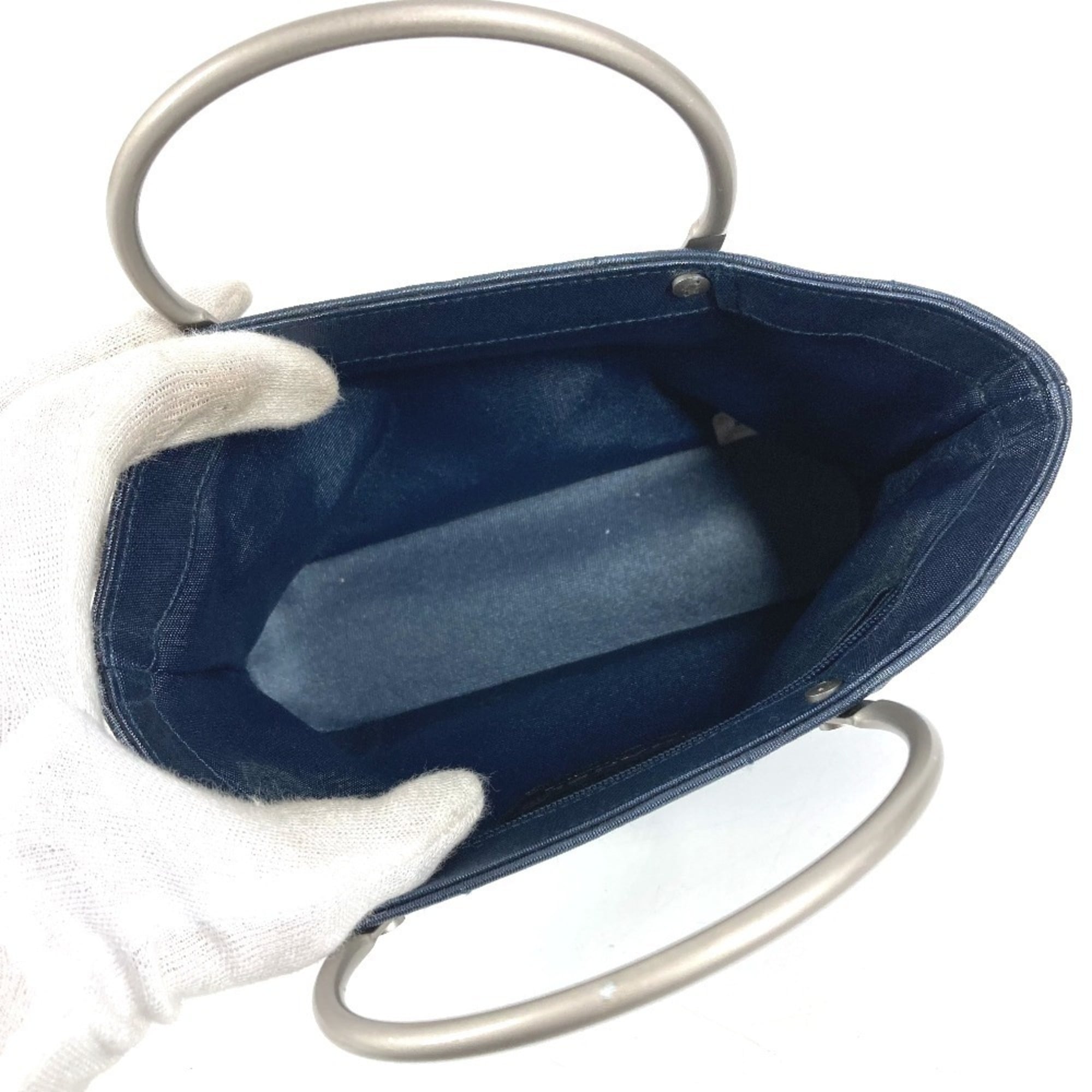 Chanel Blue Nylon Canvas Handbag Tote Bag (Pre-Owned)