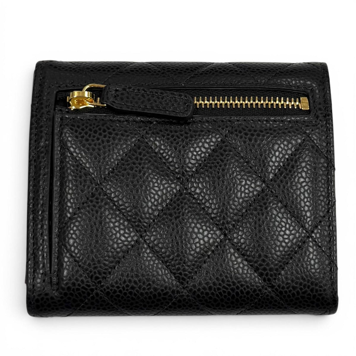 Chanel Black Grained Calfskin Wallet (Tri-Fold) (Pre-Owned)