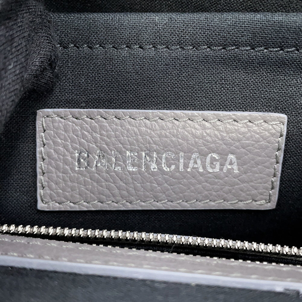Balenciaga Dark Gray Leather Canvas Handbag Tote Bag (Pre-Owned)