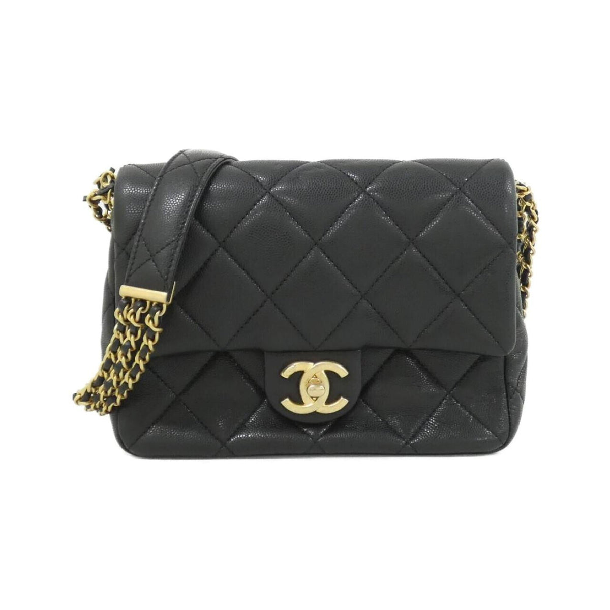 Chanel Black Grained Calfskin Shoulder Bag (Pre-Owned)