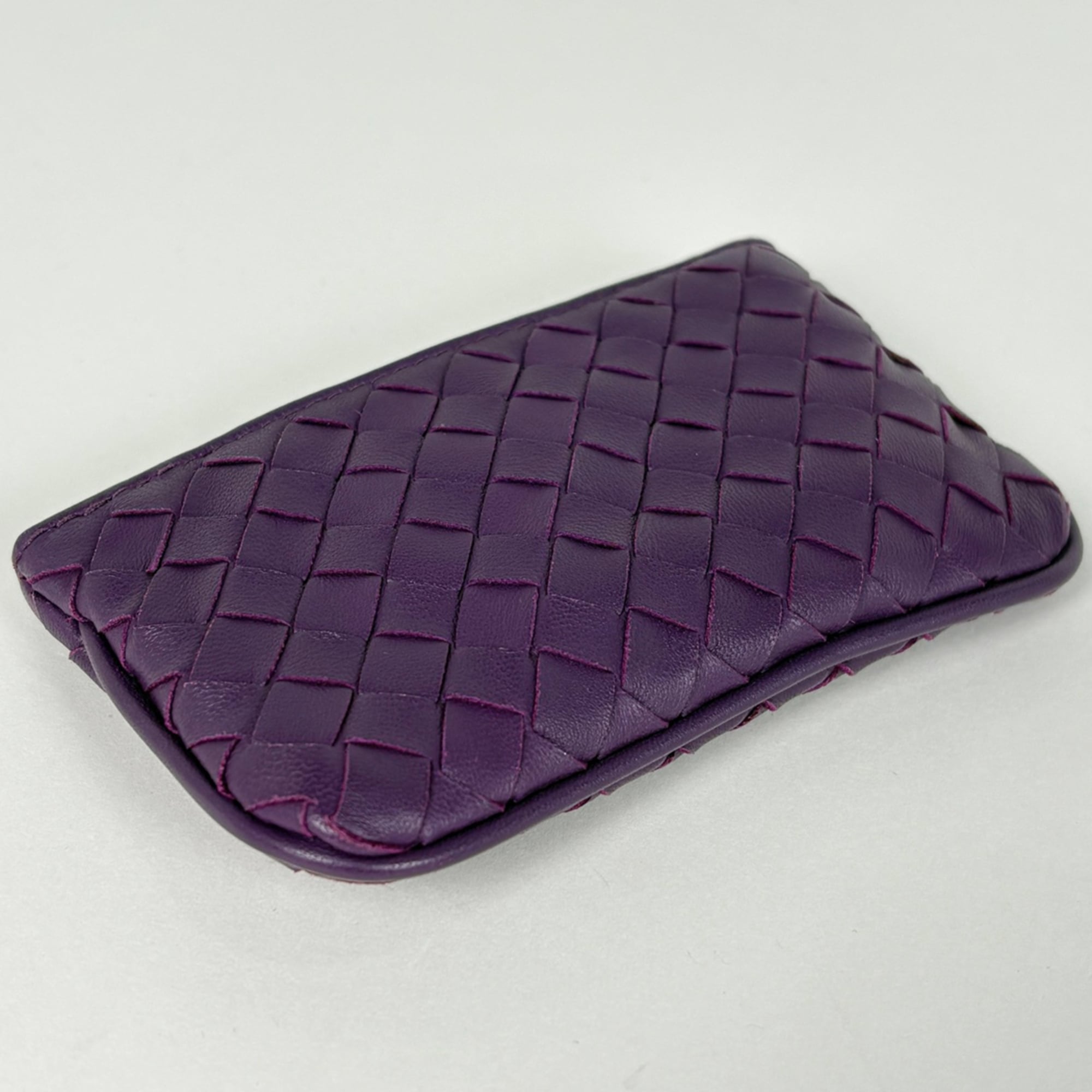 Bottega Veneta Purple Leather Coin Purse/Coin Case (Pre-Owned)