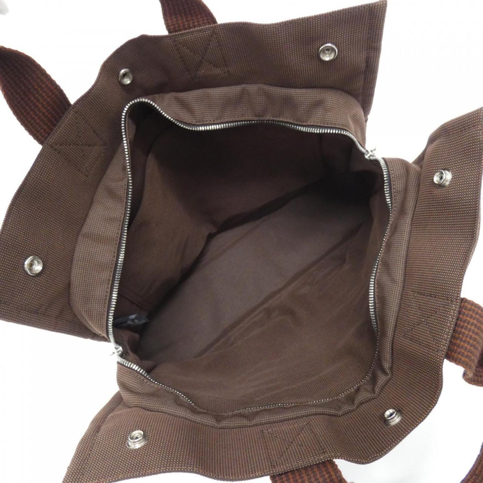 Hermes Brown Canvas Handbag (Pre-Owned)
