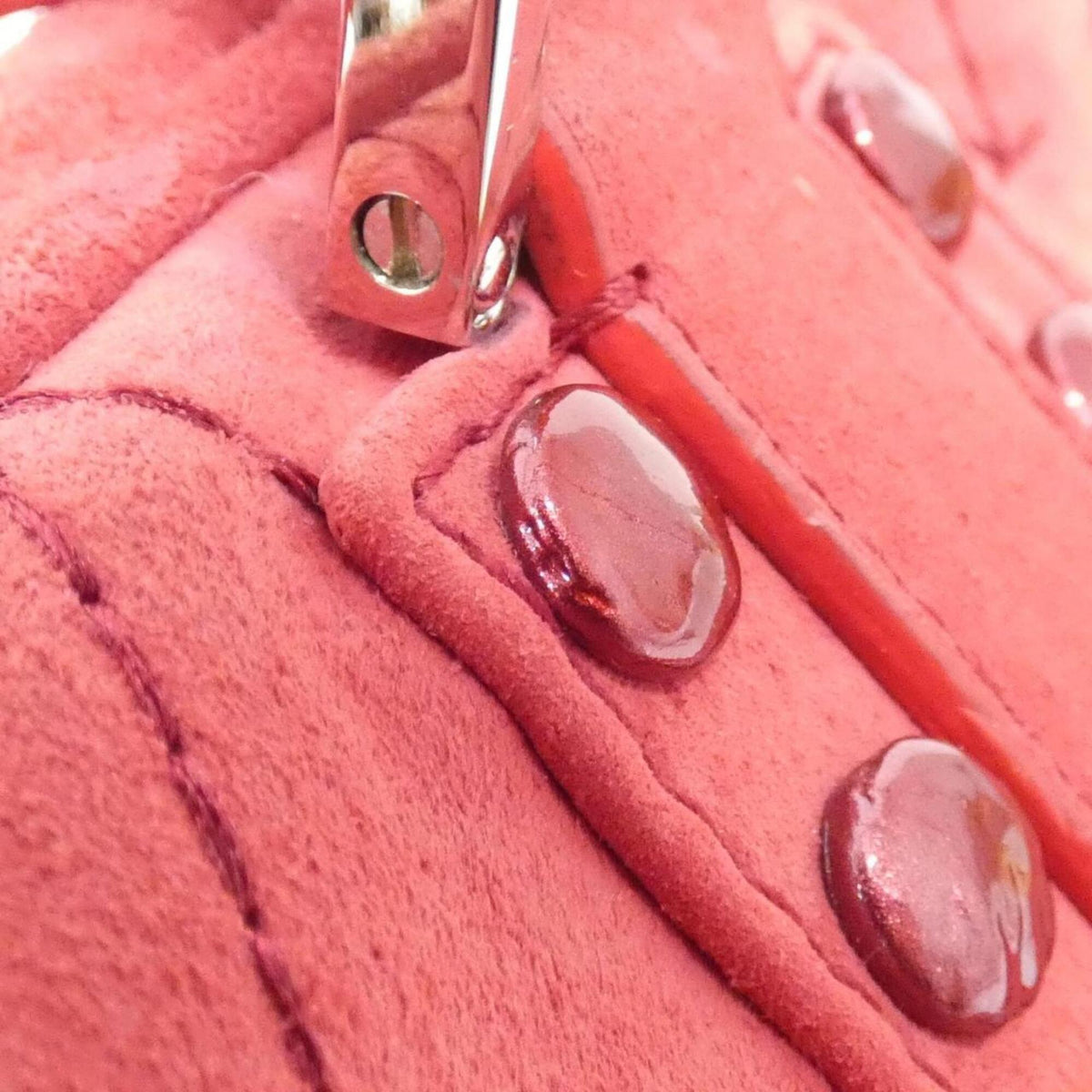 Loewe Red Color White Suede Handbag (Pre-Owned)