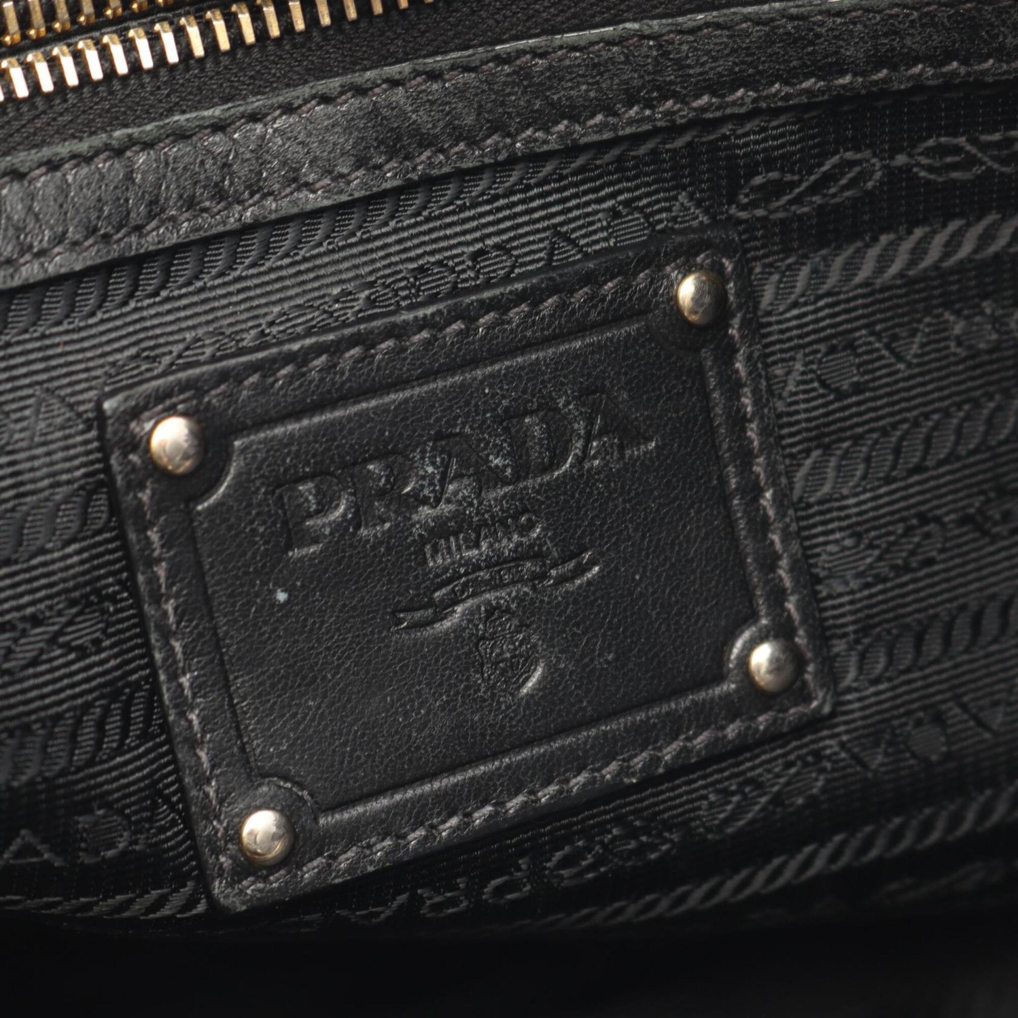 Prada Black Nylon Patent Leather Handbag (Pre-Owned)