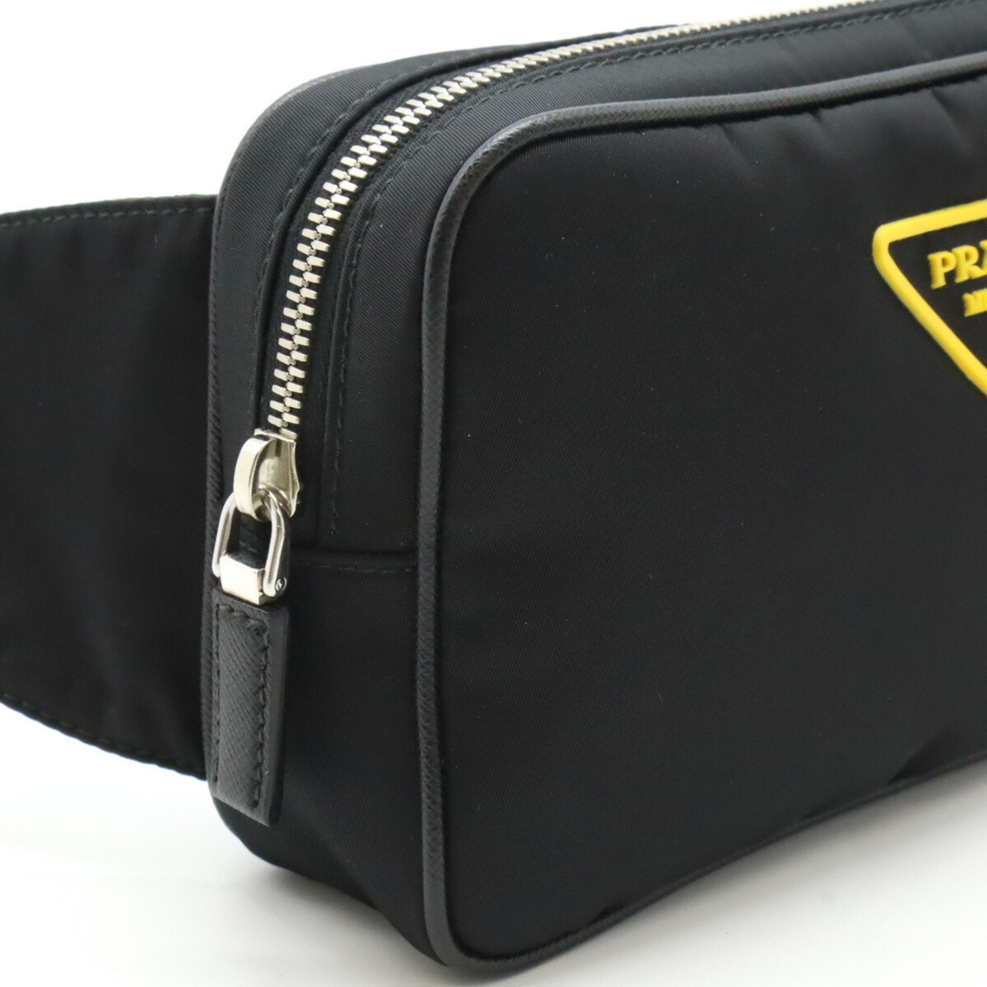 Prada Black Nero Yellow Nylon Pouch Sling Bag (Pre-Owned)