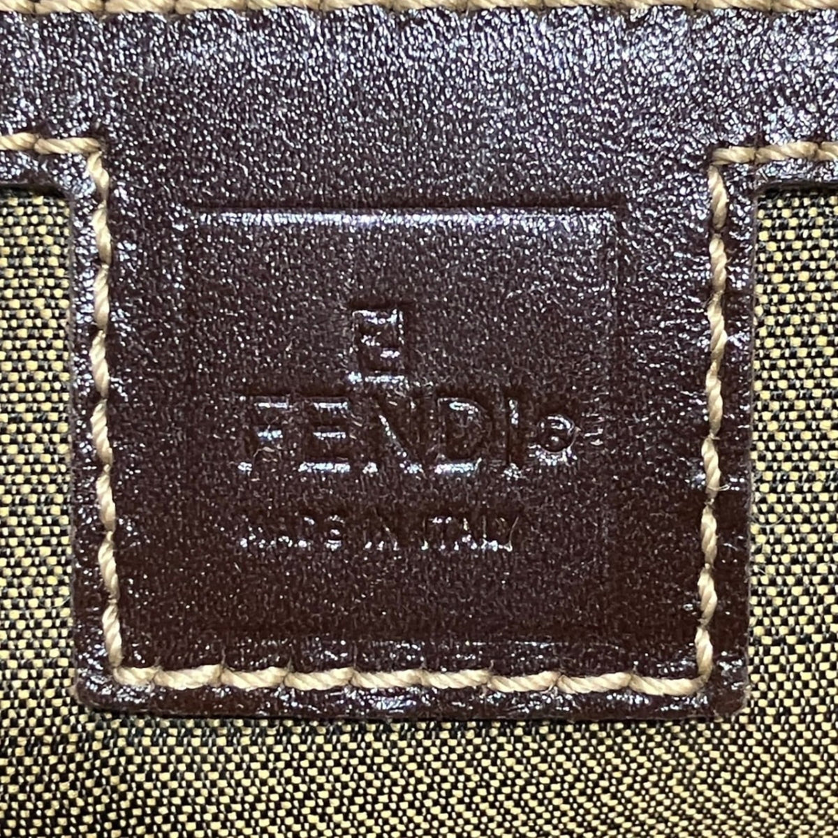Fendi Beige Brown Canvas Leather Handbag (Pre-Owned)