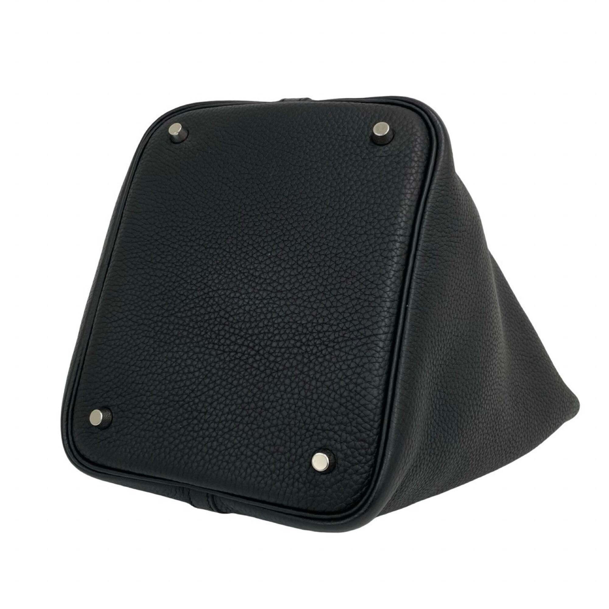 Hermes Black Taurillon Clemence Leather Handbag Tote Bag (Pre-Owned)
