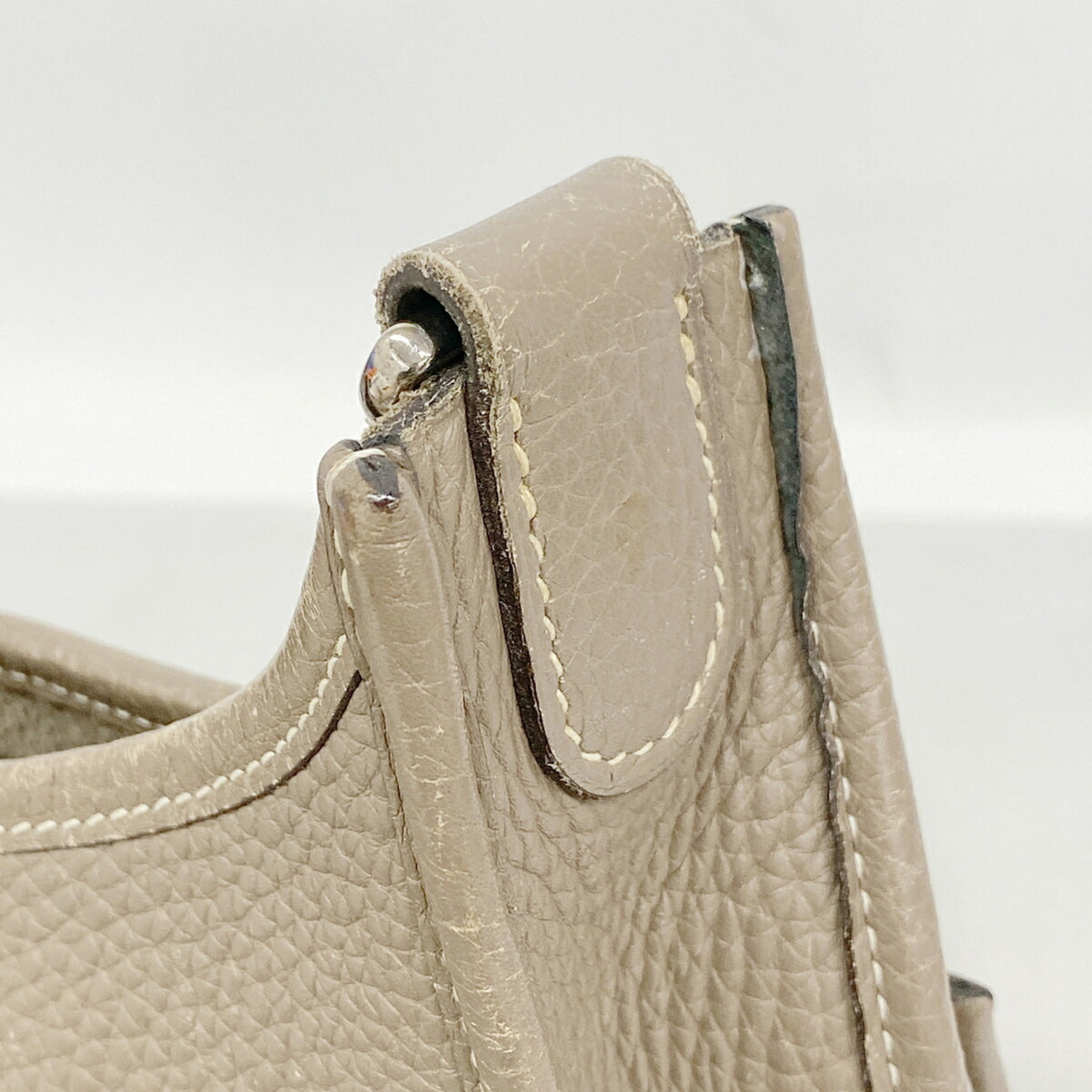 Hermes Etoupe Gray Taurillon Clemence Leather Shoulder Bag (Pre-Owned)