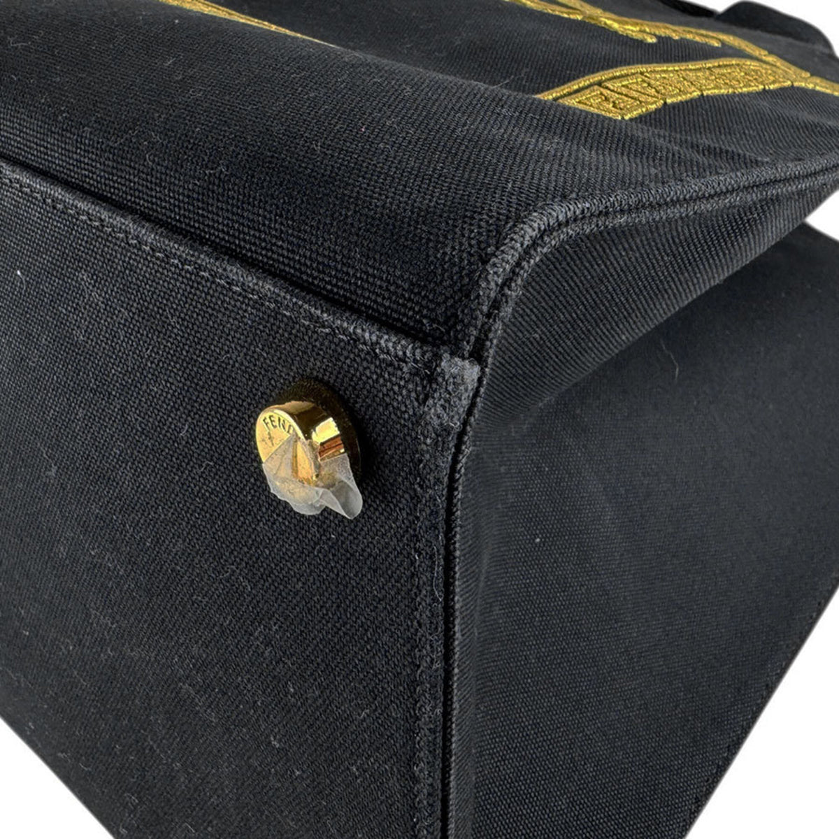 Fendi Black Gold Canvas Handbag Shoulder Bag (Pre-Owned)